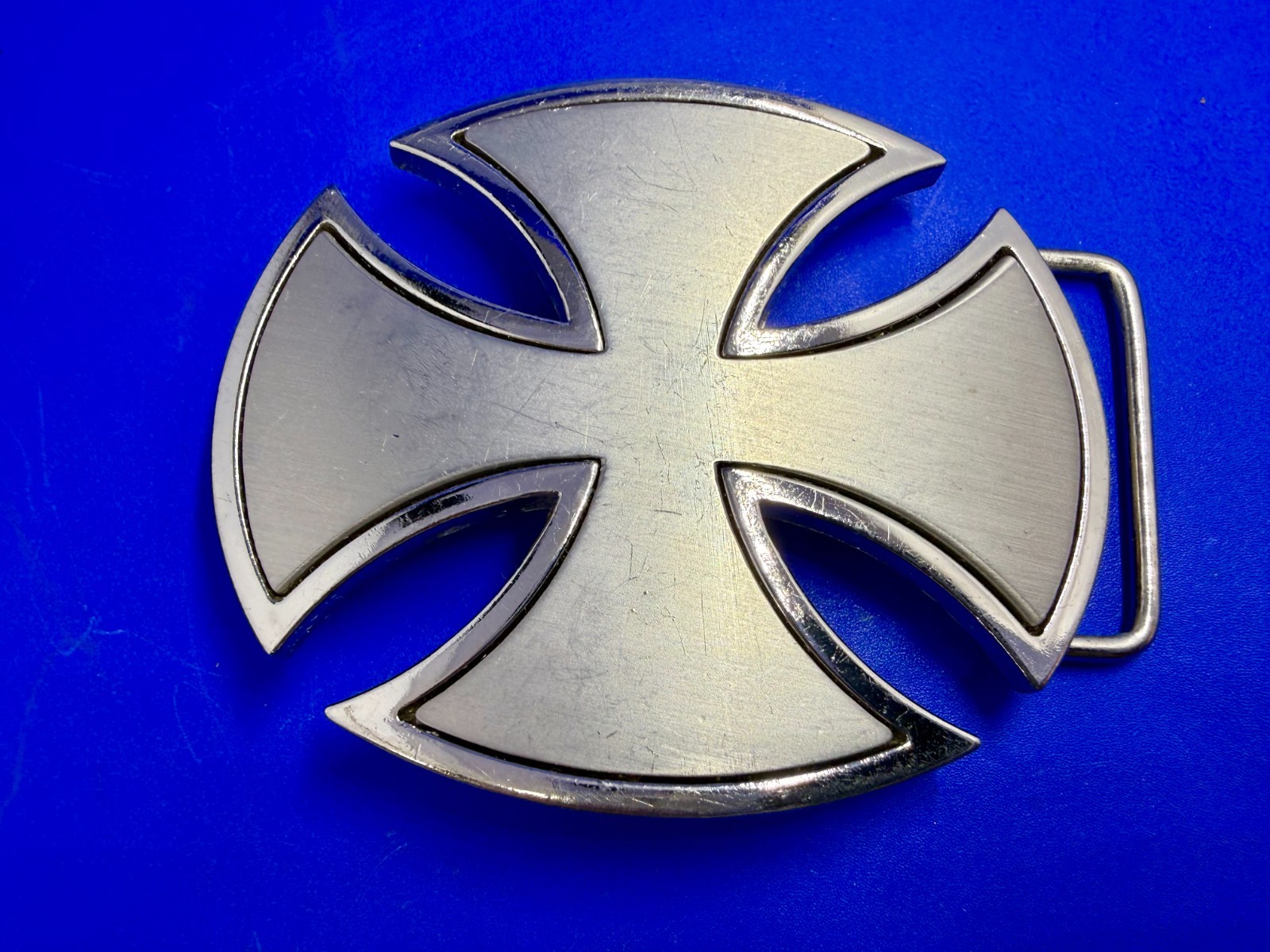 Maltese Celtic Iron Cross Gothic Punk Biker Vibe Cutout Outlined Belt Buckle