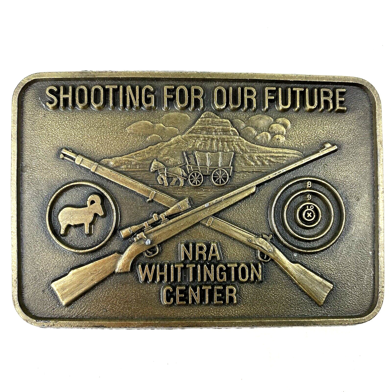 NEW NRA WHITTINGTON CENTER BELT BUCKLE Shooting Future Raton NM Hunting Rifle