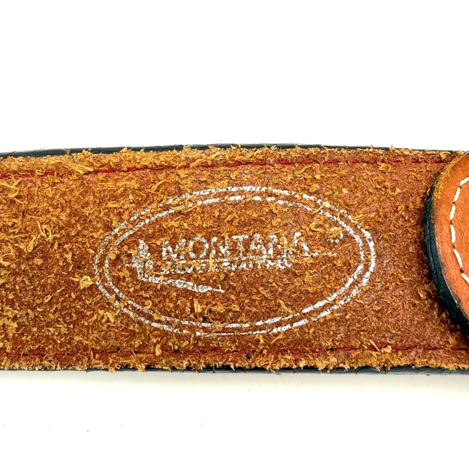 Montana Silversmiths Western Belt 32&Prime; Tooled Leather Cowhide Studs Statement