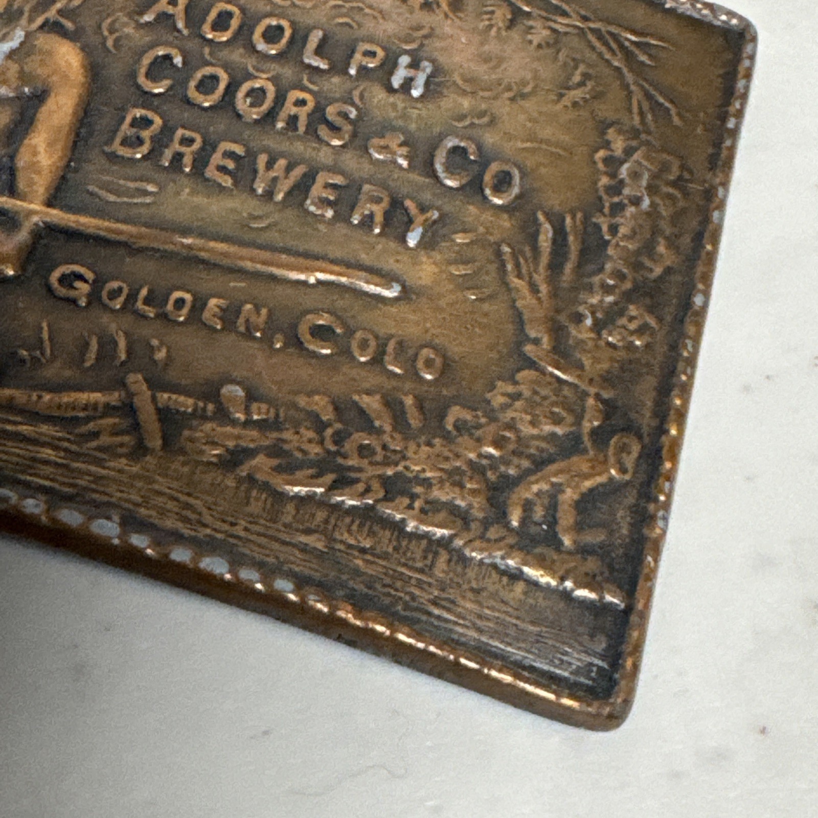 Vintage 1970s Brass Adolph Coors Beer Brewery Large Belt Buckle Native American