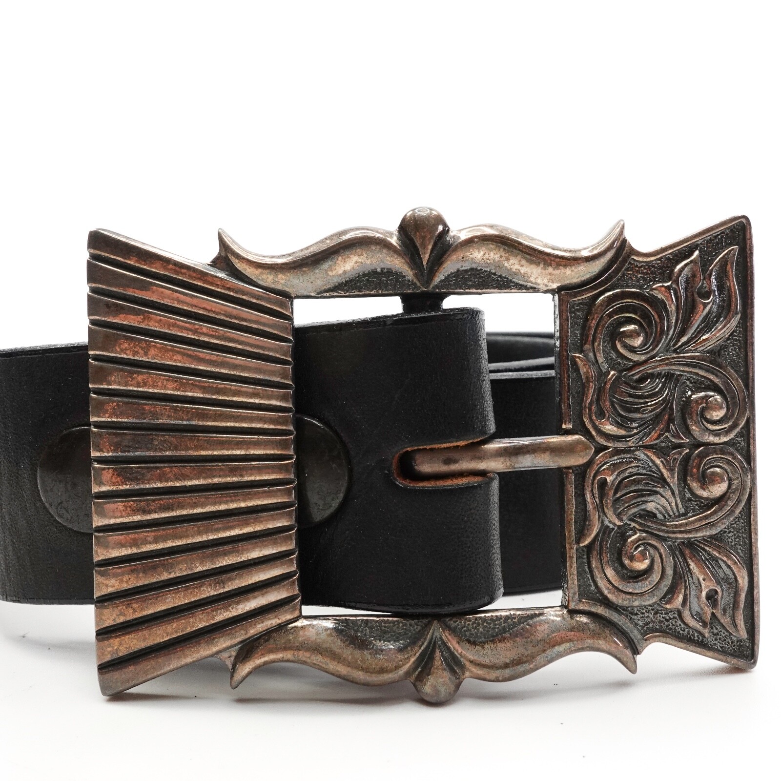 King Baby Engraved Scroll Garrison Concho Buckle Size 34 Silver .925