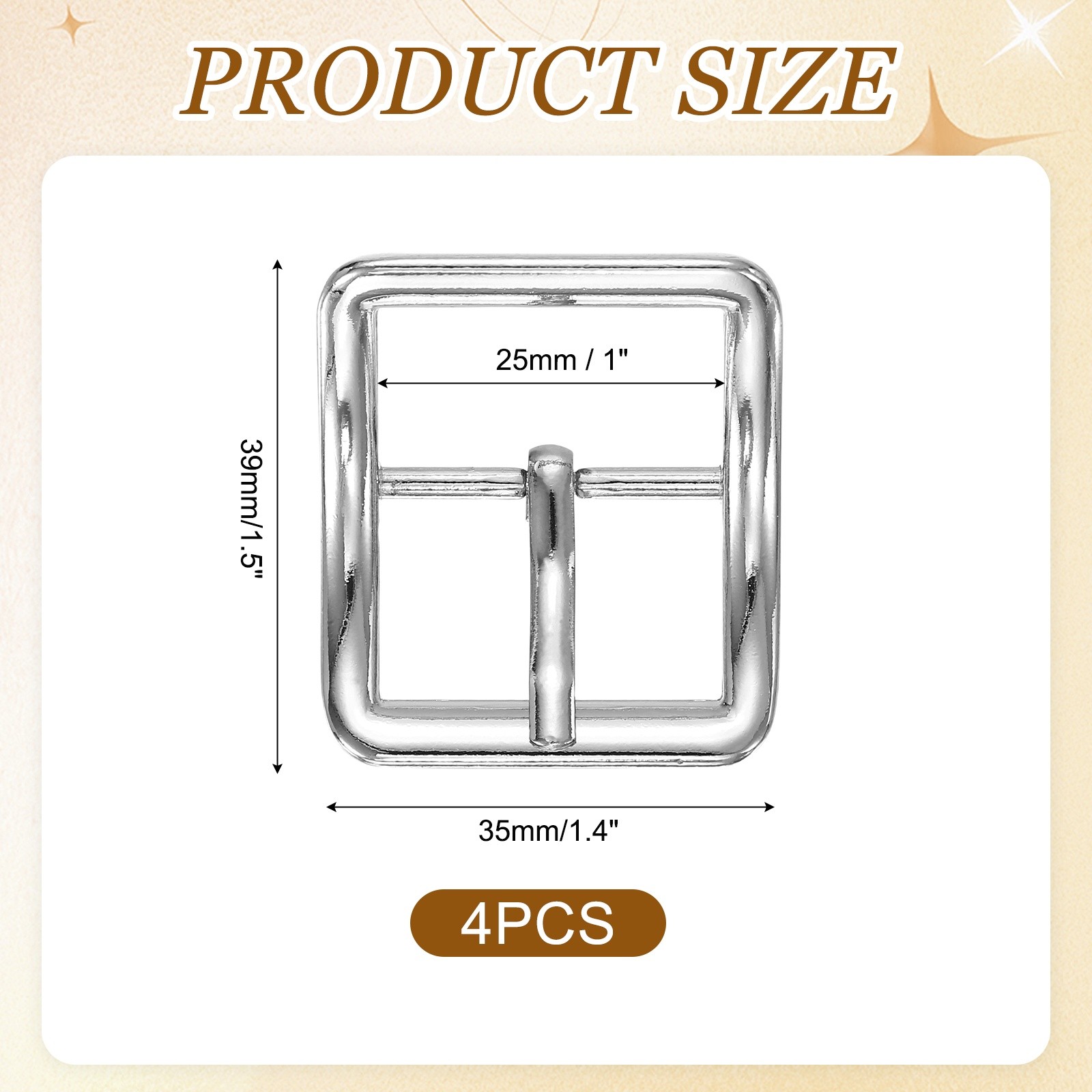4Pcs Single Prong Belt Buckle 1&Prime; ID Curved Bow Buckle for Belt, Silver