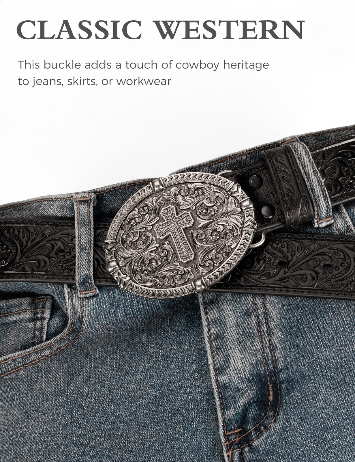Vantrava Western Style Belt Buckle 1.5 Inch Cowboy 1 1/2 inch, Buckle-5