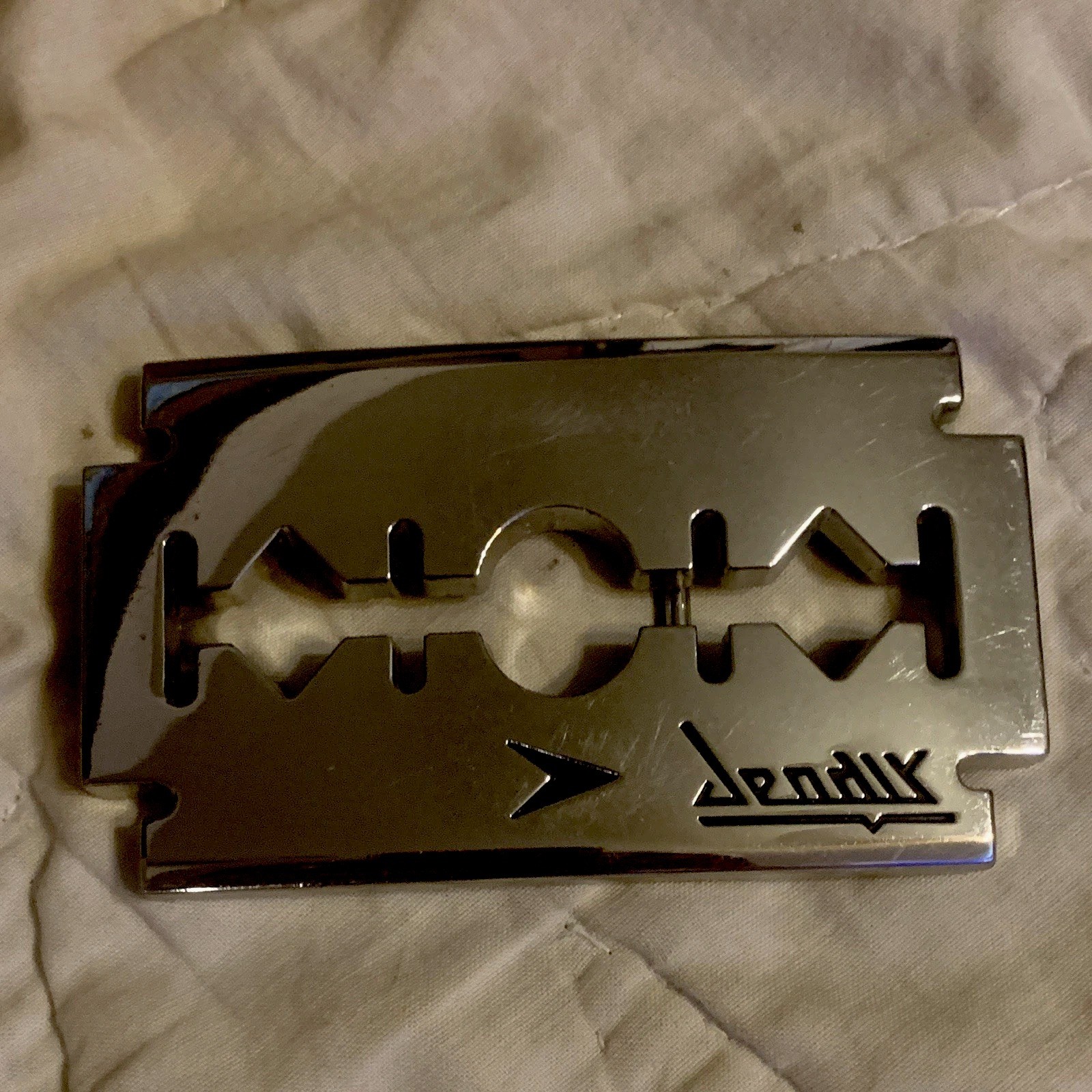 Men&rsquo;s Silver Metal Razor Blade Slide Belt Buckle, Rectangular.