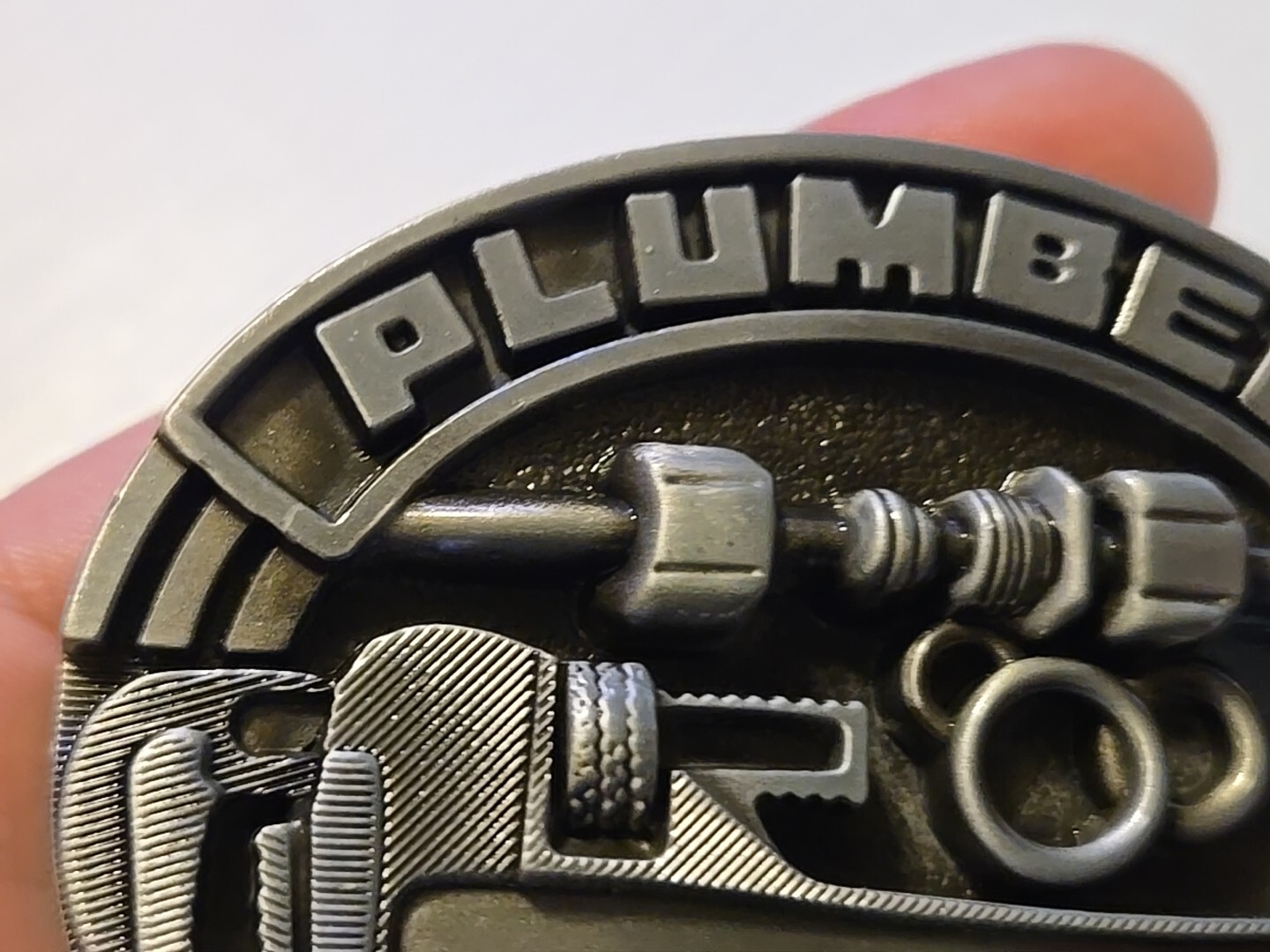 PROFESSIONAL PLUMBER PIPE WRENCH Metal Belt Buckle