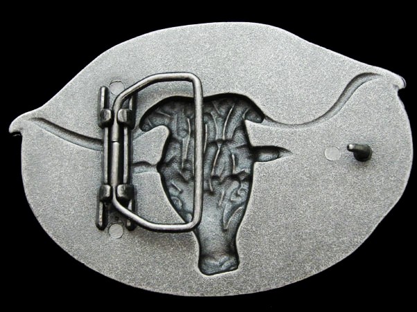JJ03116 *NOS* REALLY NICE **LONGHORN STEER** PEWTERTONE WESTERN STYLE BUCKLE