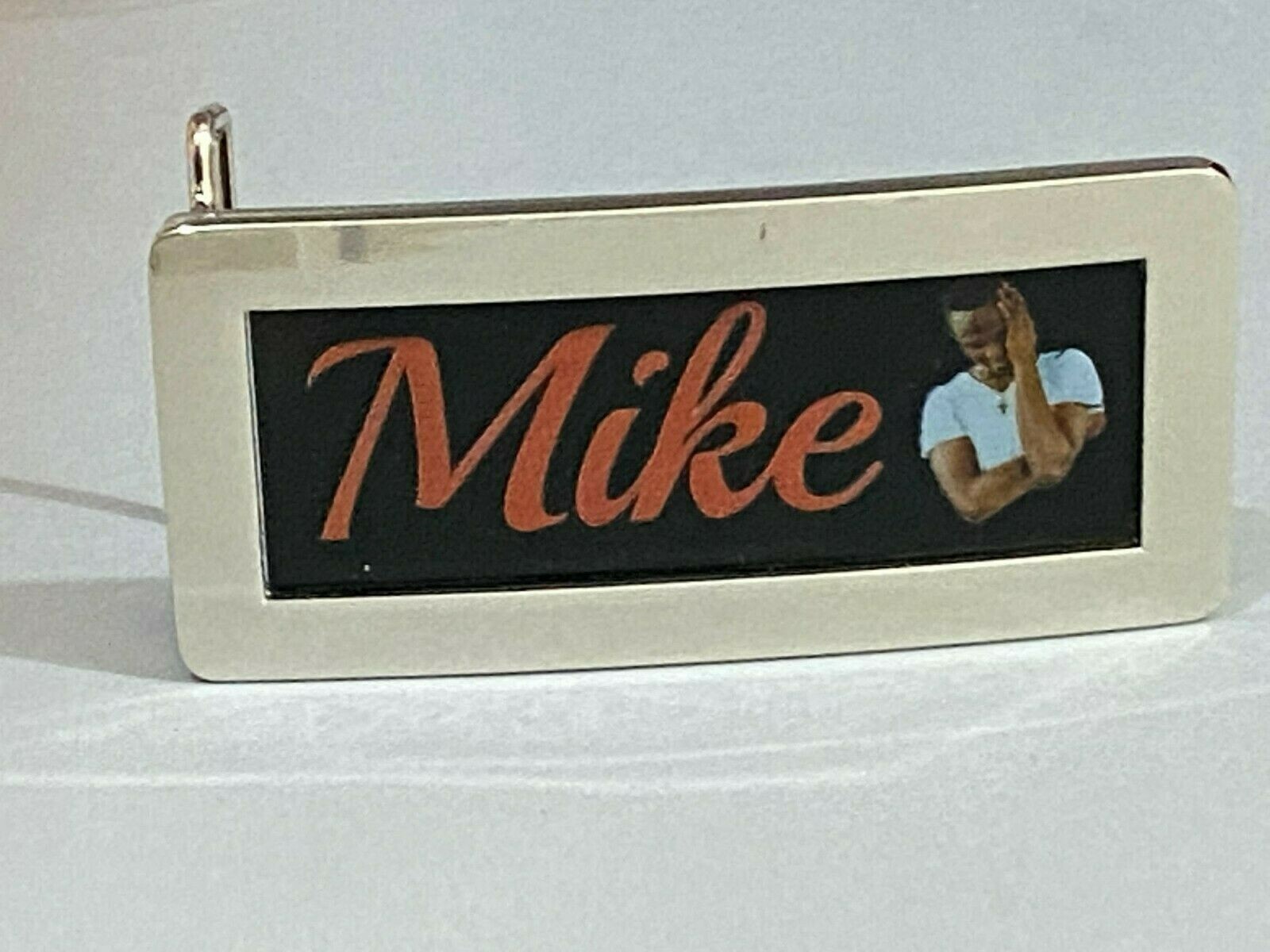 Adjustable Silver Belt Buckle Personalized Custom Black Letters Any Name or Word