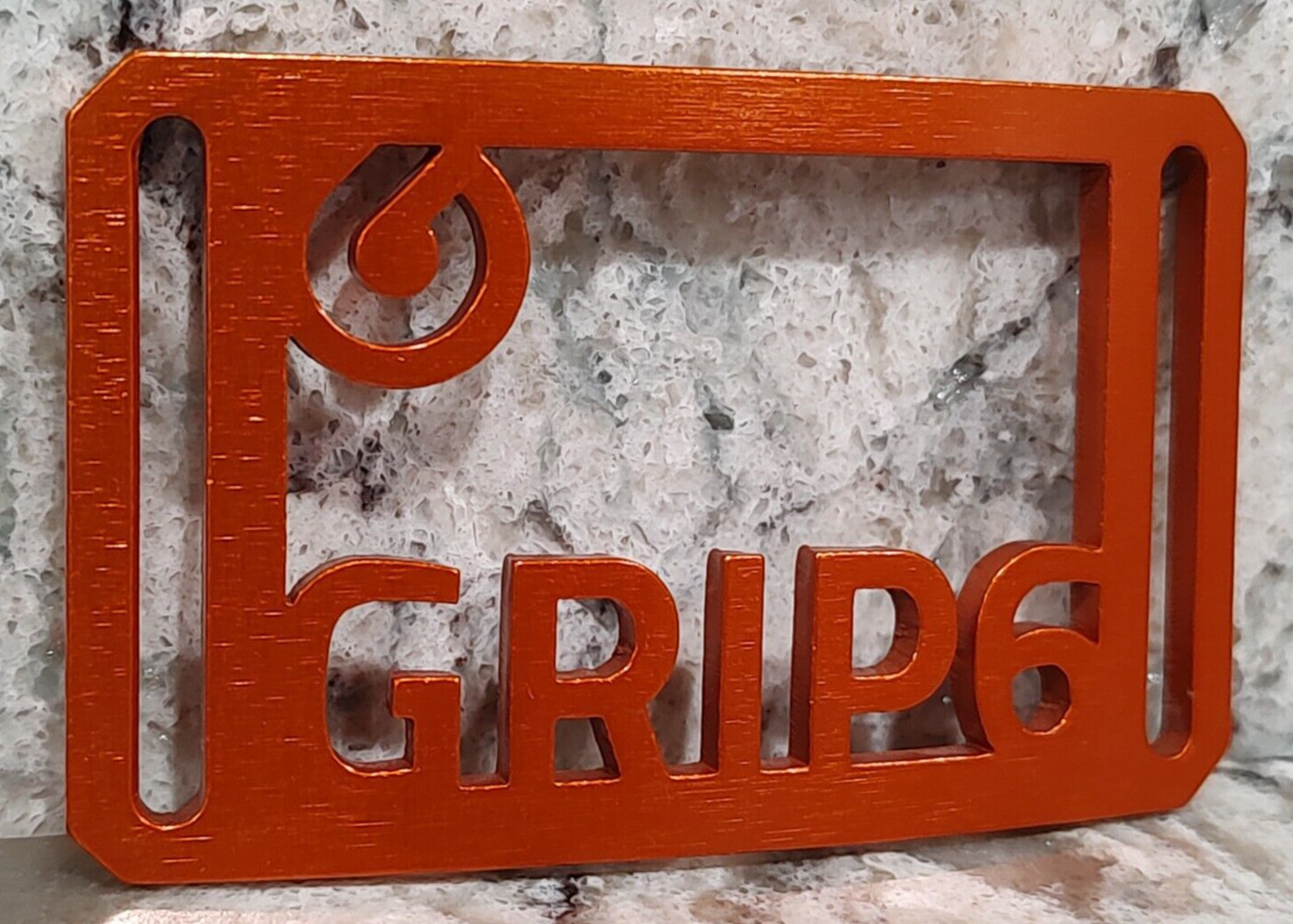 GRIP6 BELT BUCKLE – GRIP6 LOGO in FOXTAIL ORANGE – 1.5 INCH WIDE