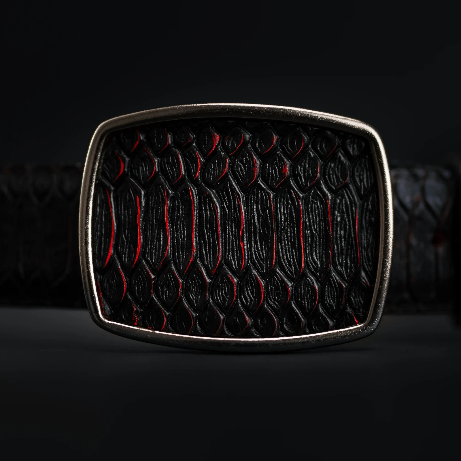 Genuine Leather Python Snakeskin Print Western Belt with Removable Buckle – Red
