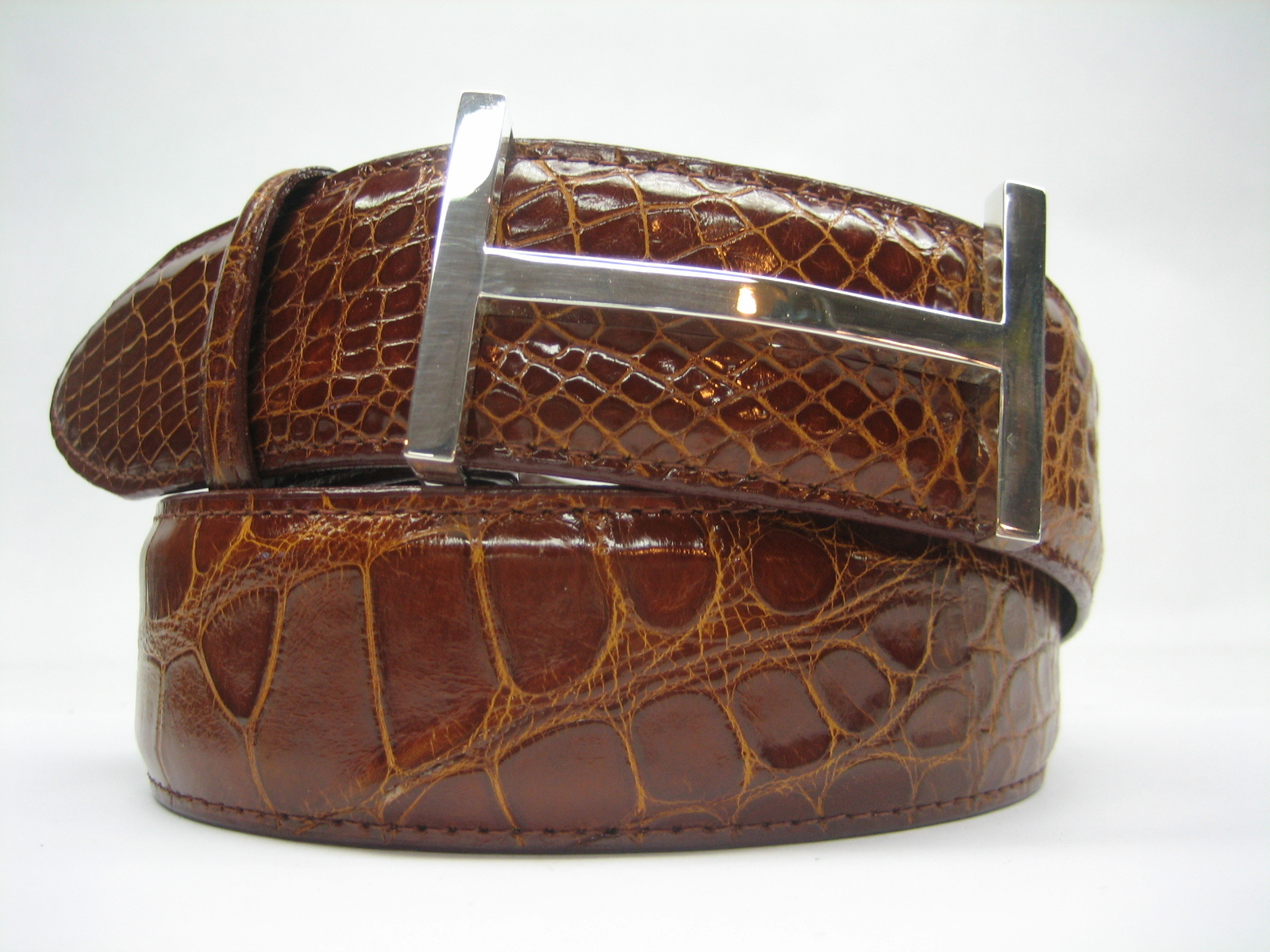 Sterling silver 925 grand icon buckle 40 gr.& Genuine Alligator 1.5  » belt U.S.A