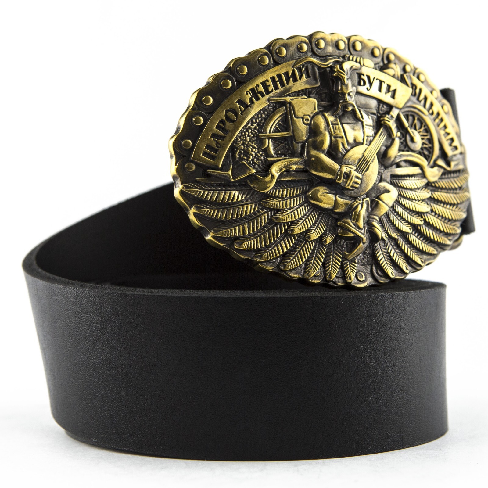 Belt buckle « Born to be free »; Biker buckle, Solid brass buckle