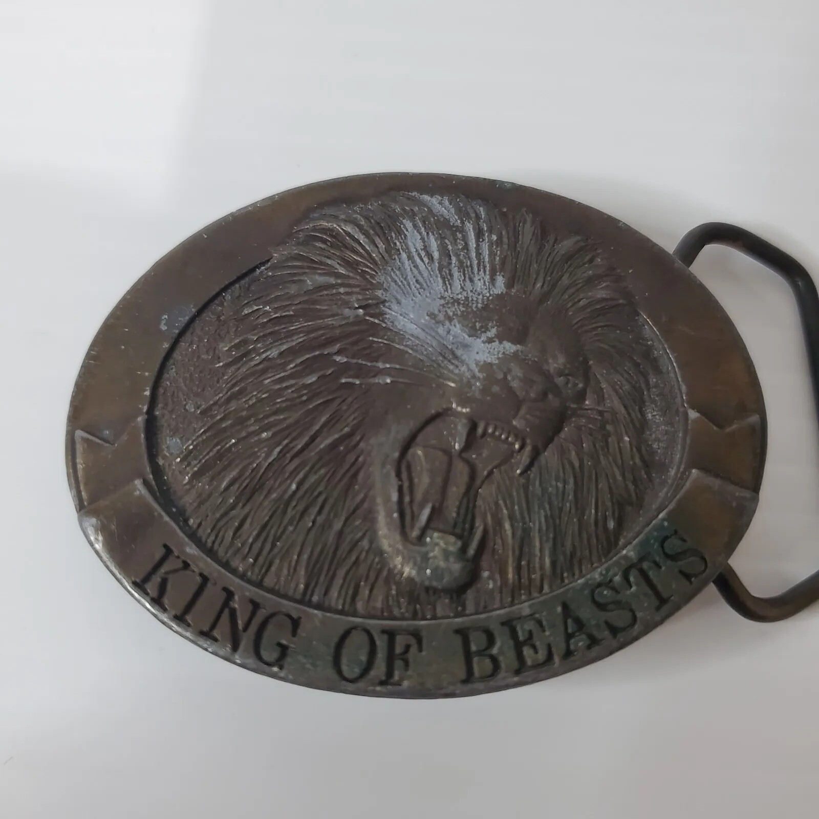 Vintage King Of Beasts Belt Buckle Lion Animal Kolcaco Metal Brown