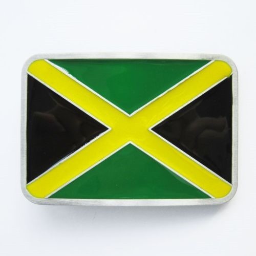 JAMAICA FLAG GREEN YELLOW BLACK PATRIOTIC REGGAE ISLAND COUNTRY BELT BUCKLE