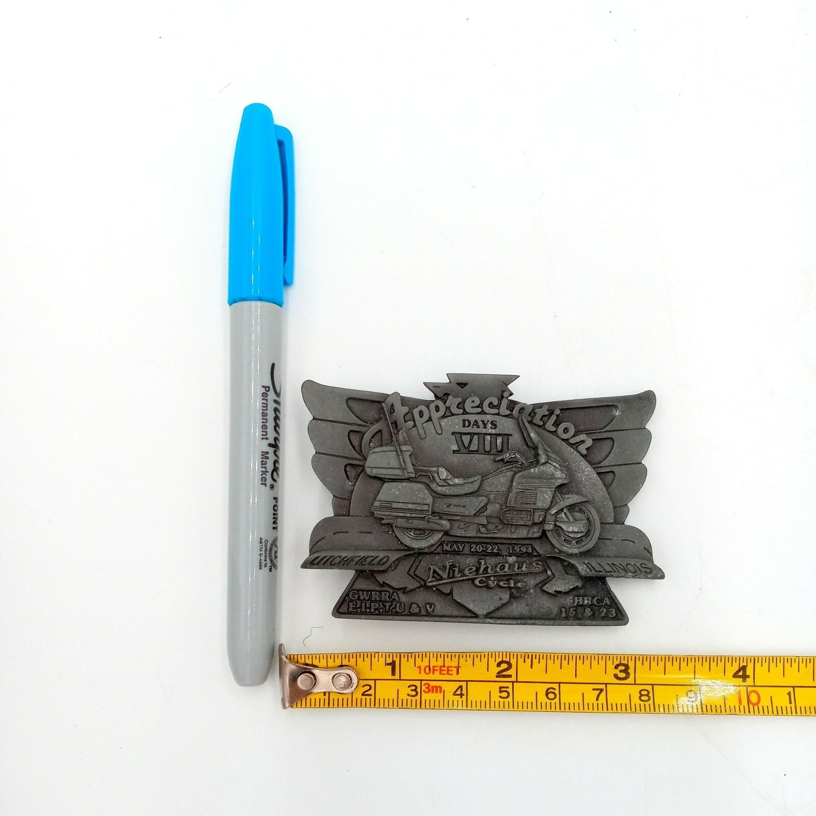 Motorcycle Rally Belt Buckle Illinois Niehaus Cycles Appreciation Days Vintage