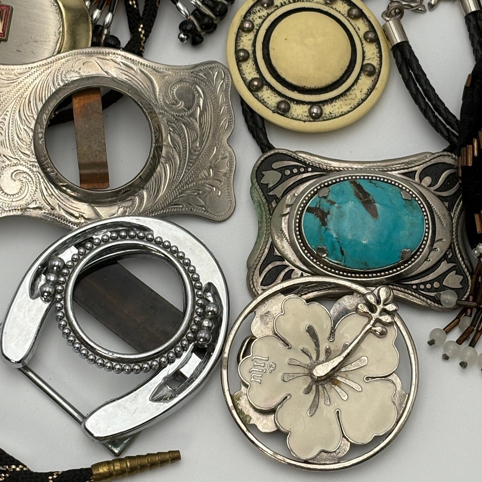 Western Bolo Tie and Belt Buckle Lot 11pc