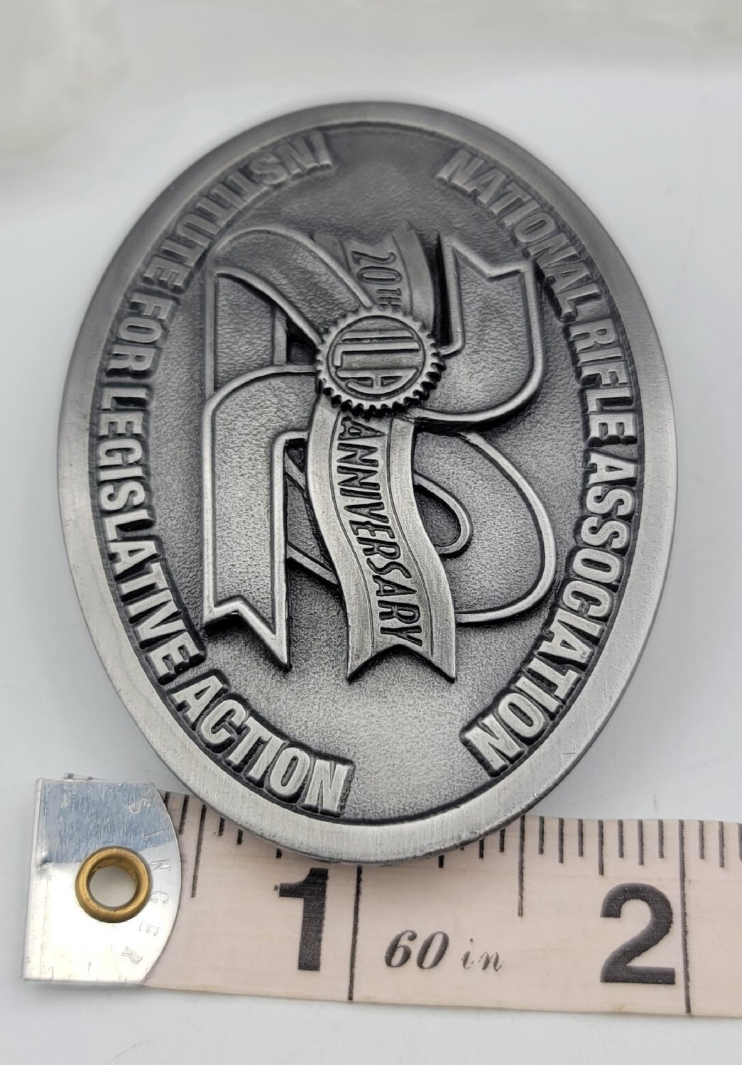 Vtg Belt Buckle Gun NRA ILA 20th Anniversary 3d Lion Shape Chape & Prong NEW