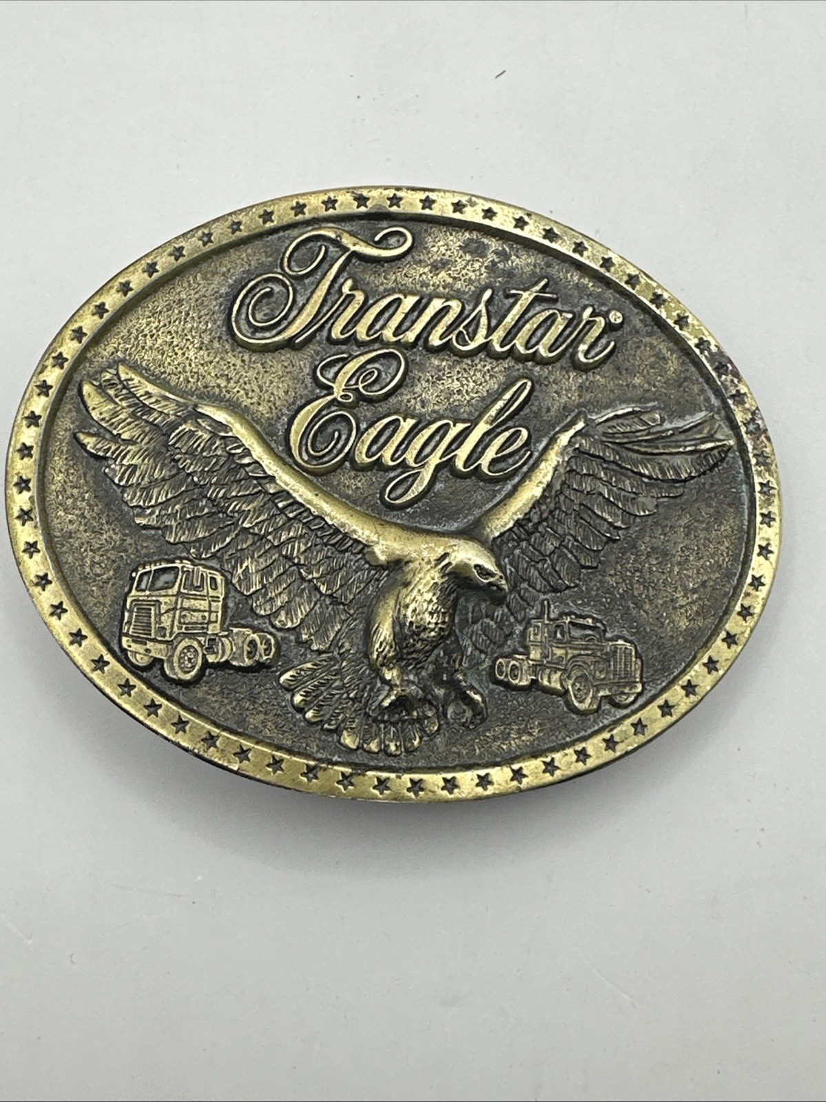 Transtar Eagle International Harvester Co Belt Buckle Bronze Tone Oval
