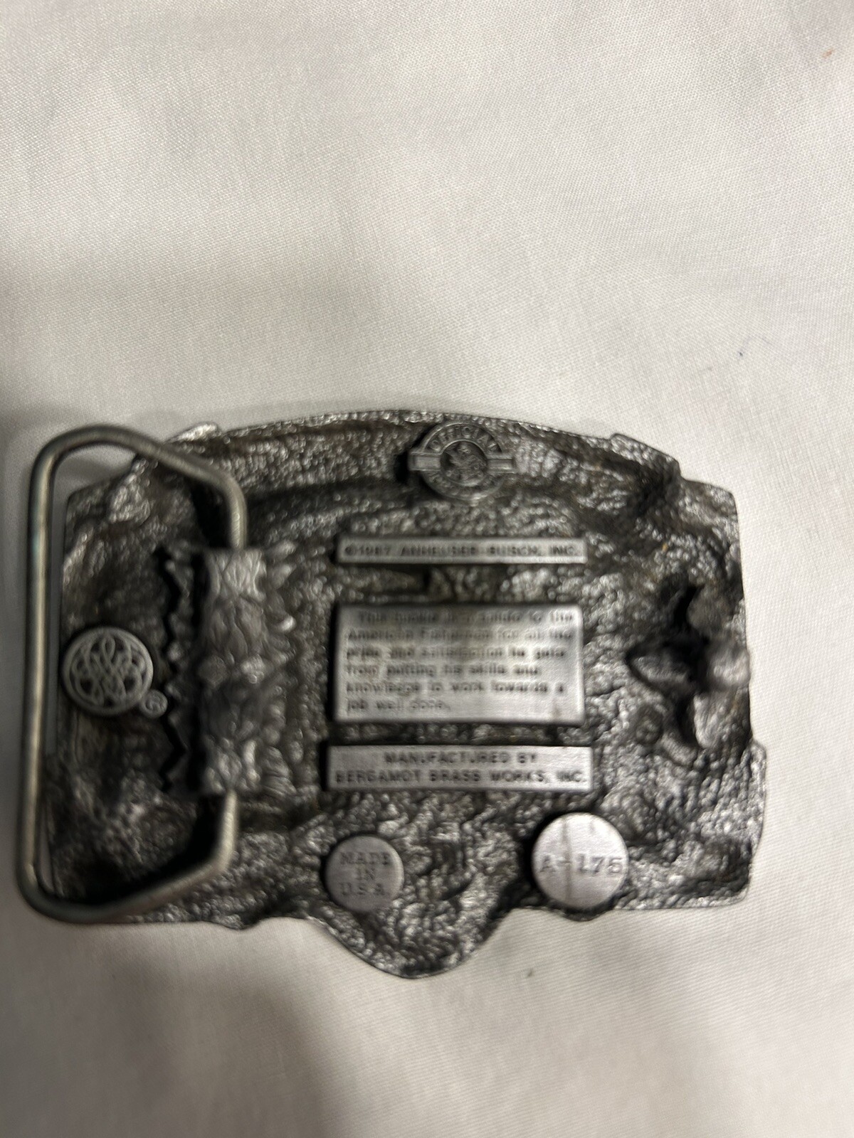 Bergamot-1987 Anheuser-Busch Inc. – The American Fisherman – A-175 – Belt Buckle
