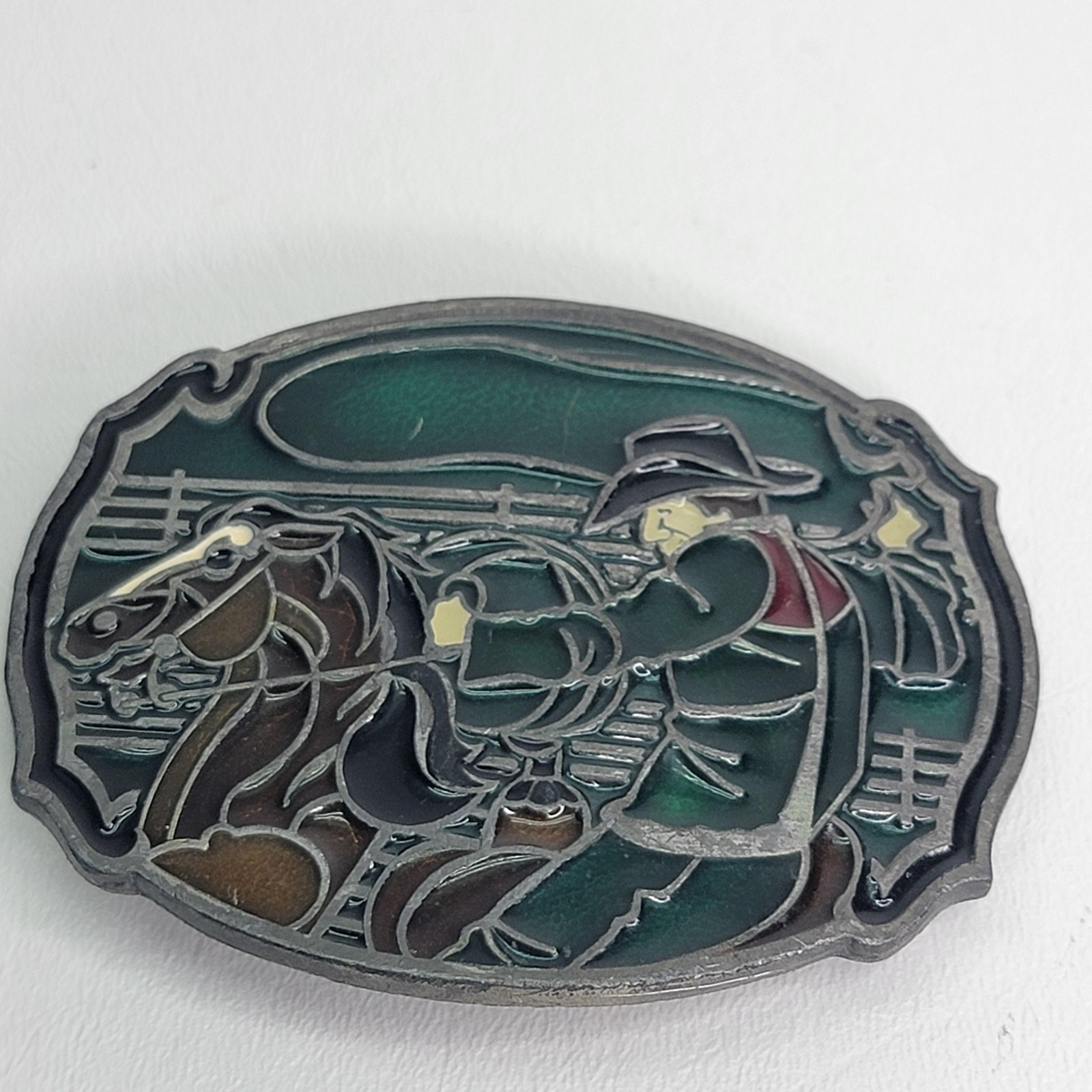Vintage Arroyo Grande Belt Buckle Mens One Size Cowboy Horse Western Multicolor