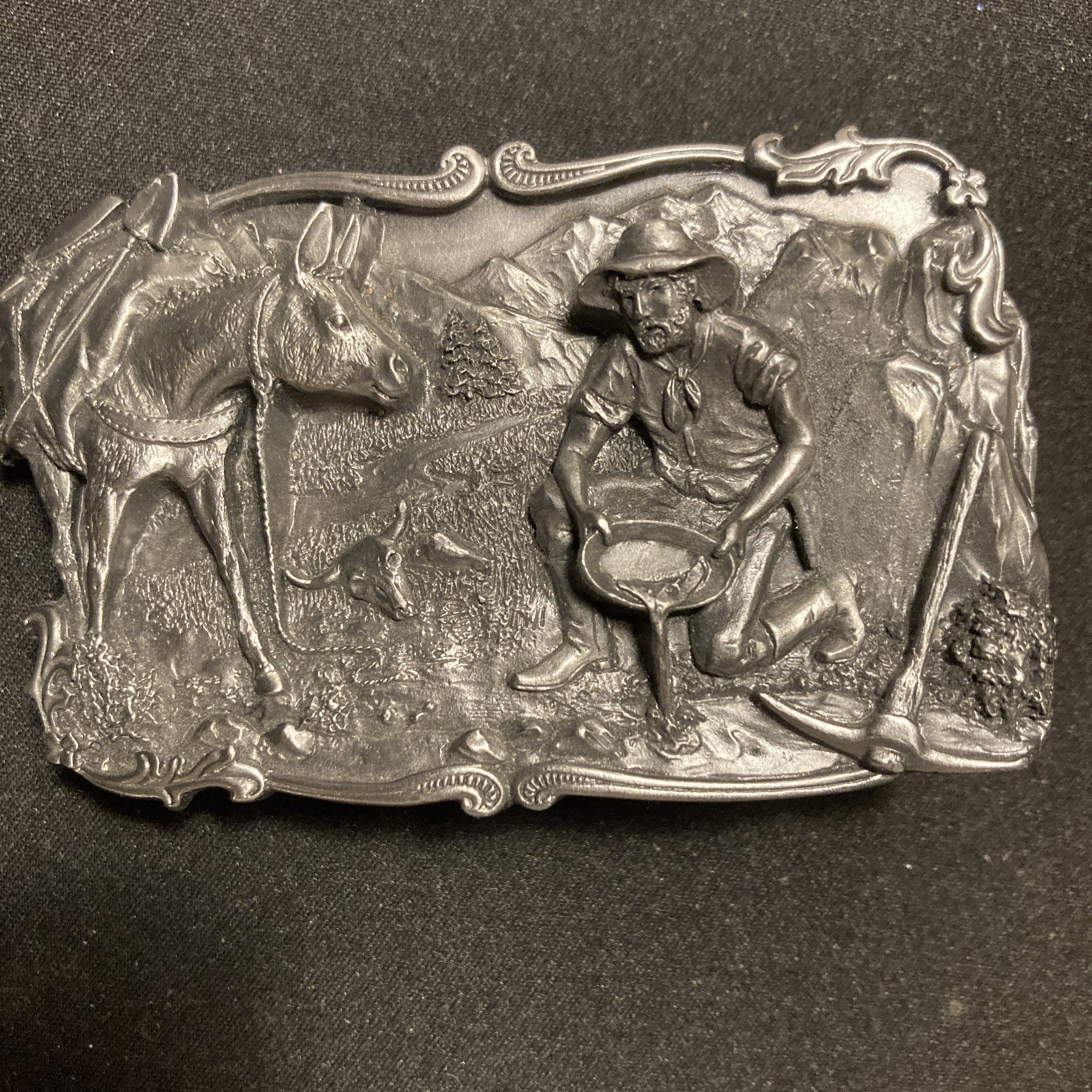 Siskiyou Dedication Belt Buckle Arroyo Grande Buckle Co. Gold Mining Panning