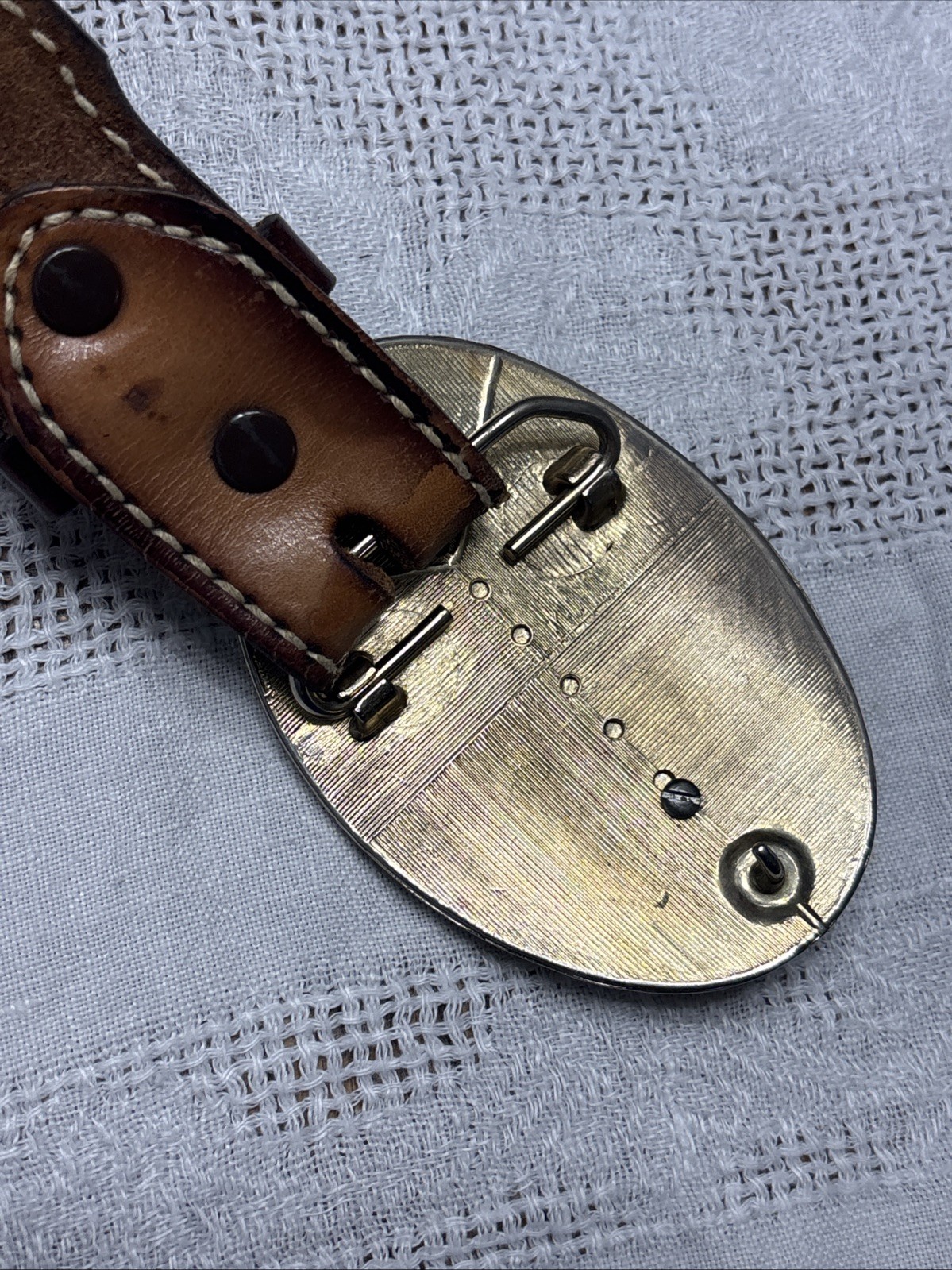 Tiger Eye Brass Tone Brown Belt Men Ladies Leather Embossing Western Cowboy