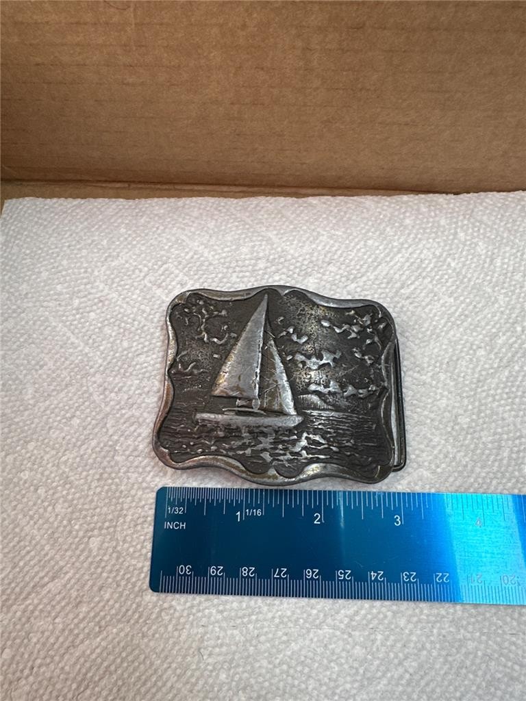 Vintage 1978 Sailboat Belt Buckle, PPI Denver Colorado