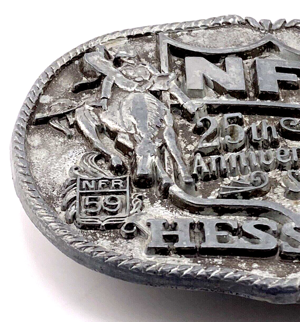 Hesston Collectors Belt Buckle 25th Anniversary National Finals Rodeo 1983