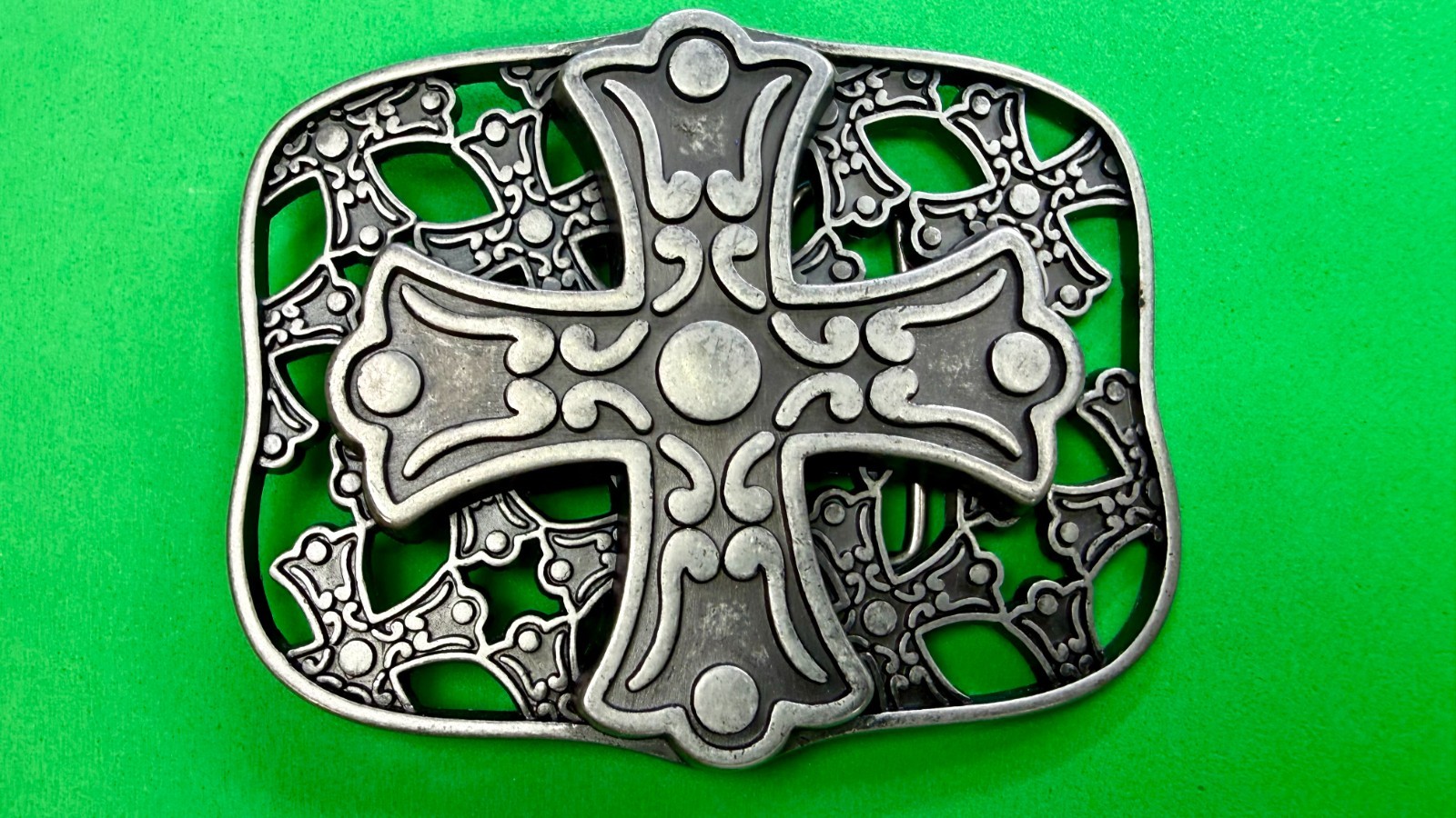 Openwork Iron Cross Medieval Religious Faith Symbol Gothic Biker Belt Buckle