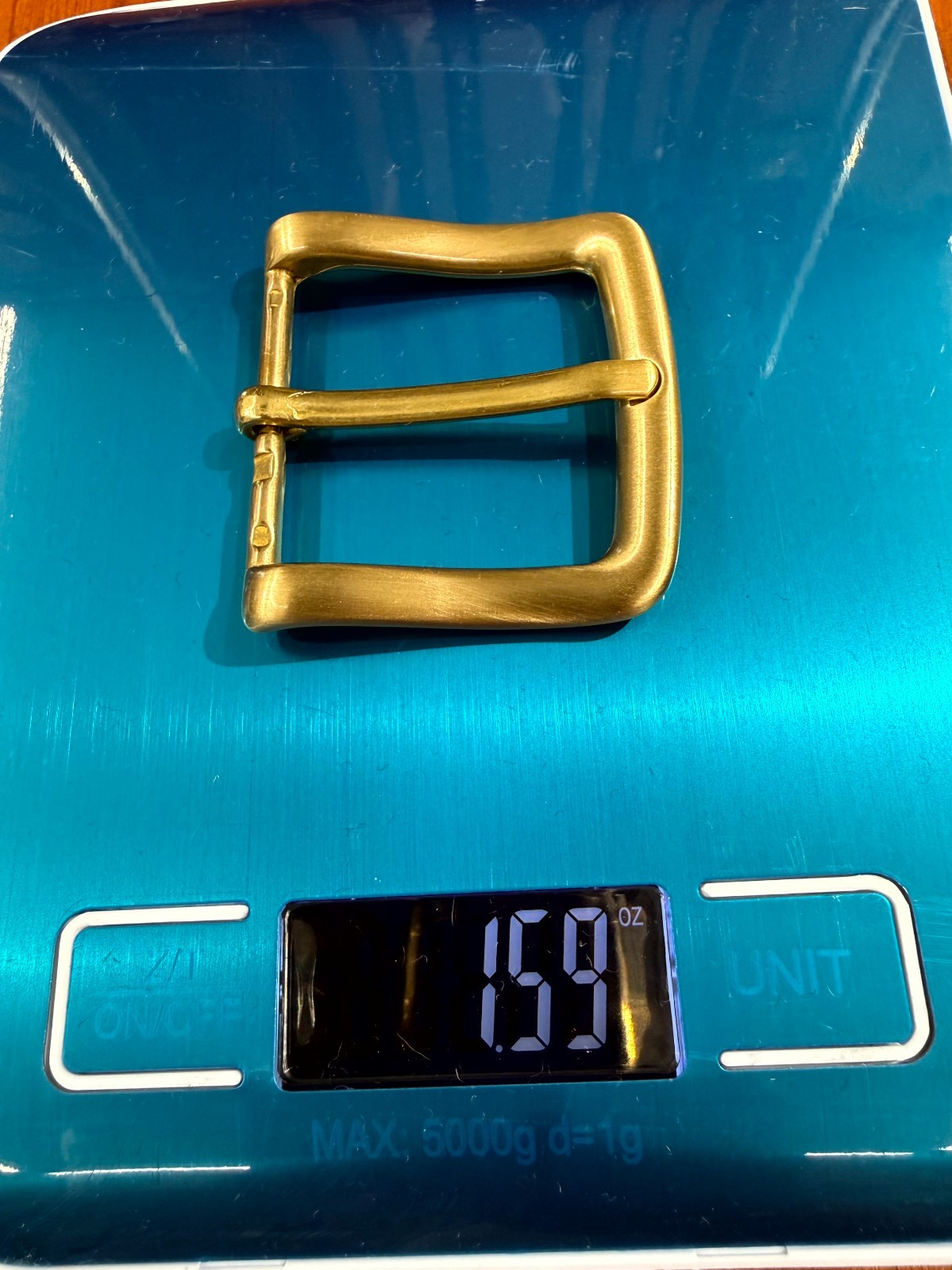 Solid Brass Satin Brass Belt Buckle Made in Italy Fits 1.57&Prime; Belt Strap
