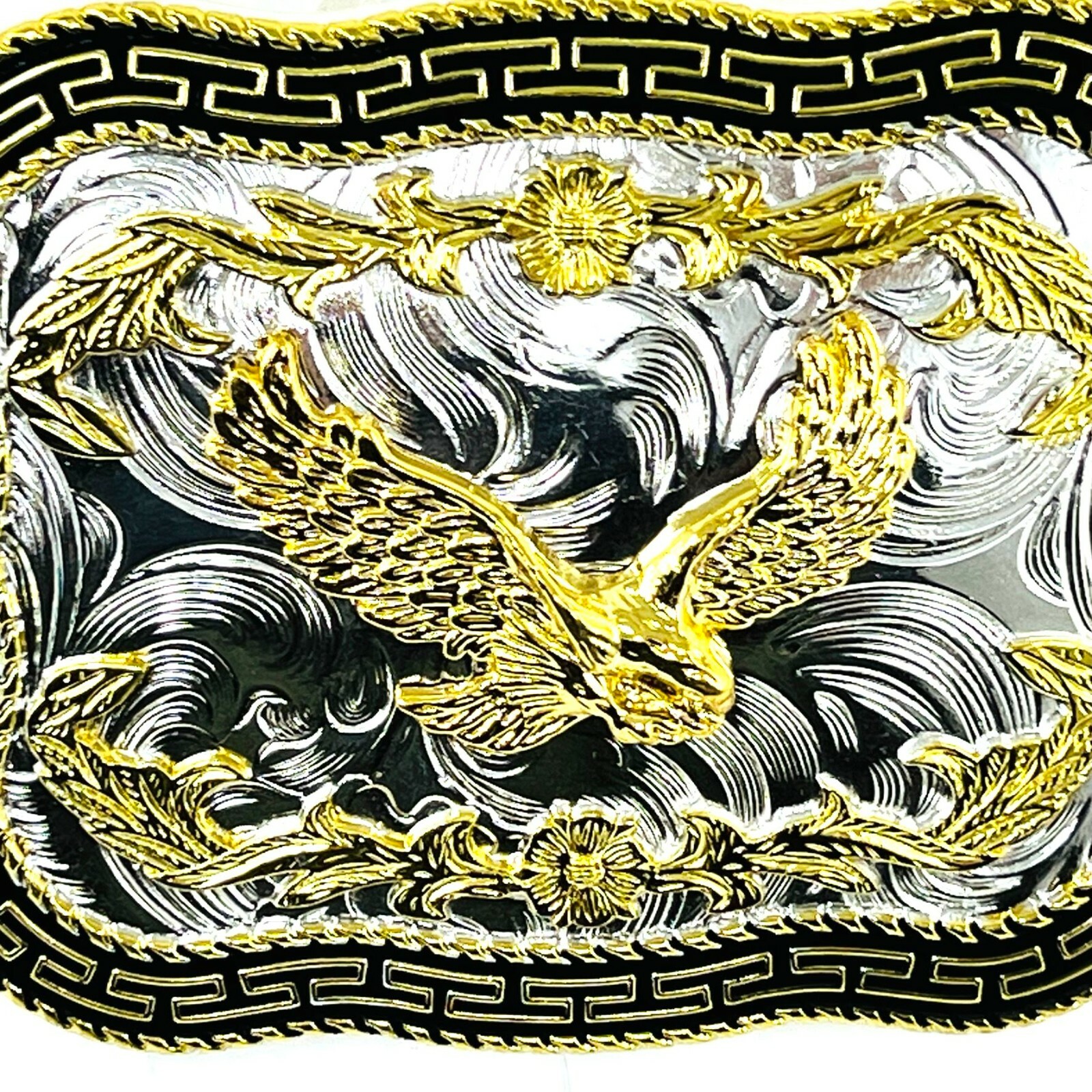 flying american eagle belt buckle pewter in silver black and gold 4×3 inches