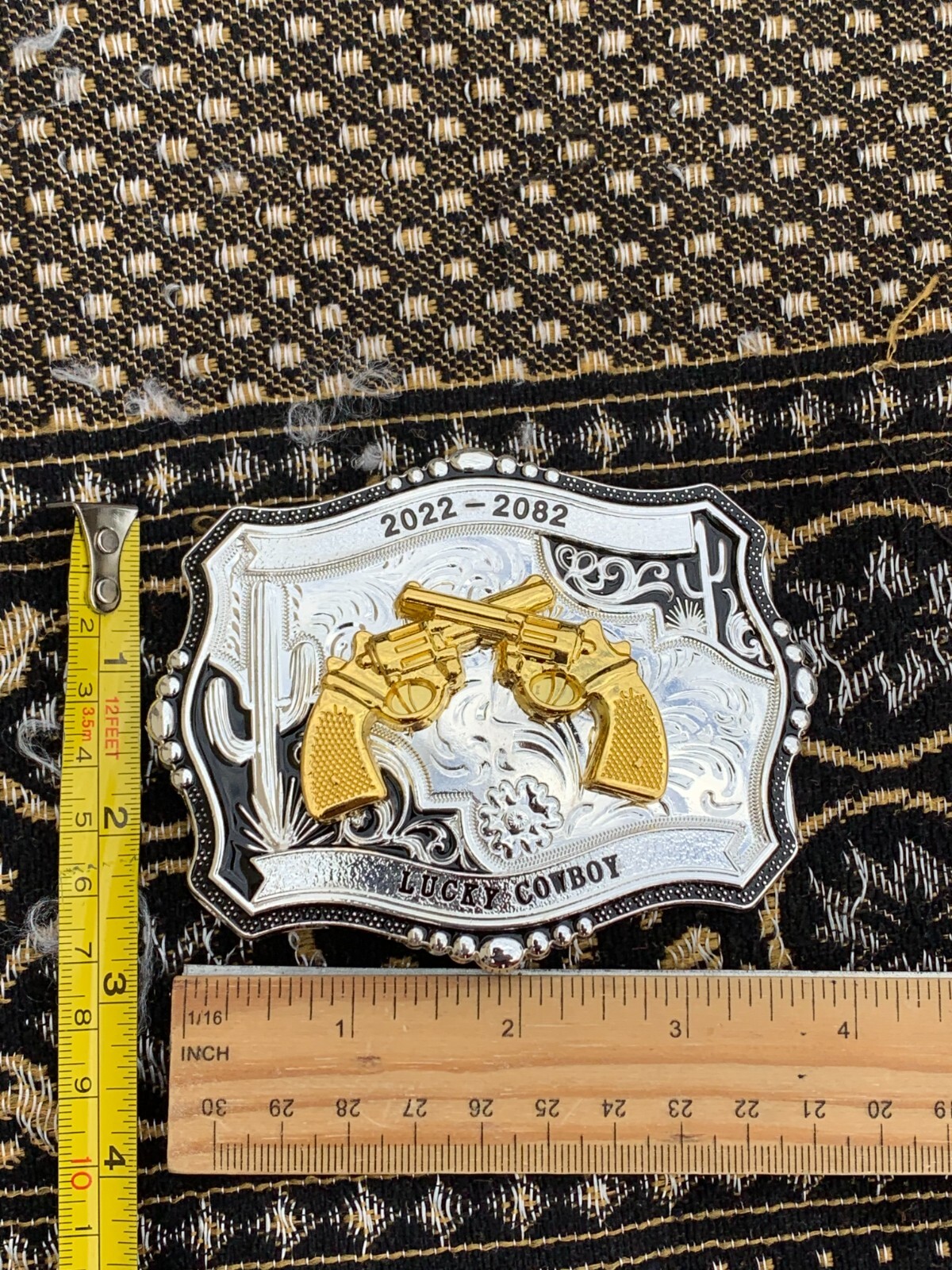 Western Buckle Gold Black Silver Guns 2nd Amend Cowboy 2 »Buckle Hebilla Vaquero