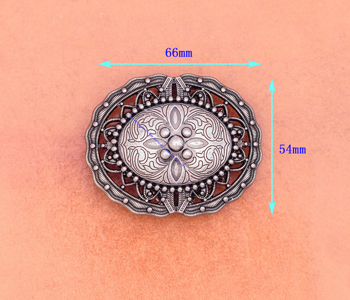 Men Antique Silver Western Indian Ethnic Flower Leathercraft Belt Buckle 42MM