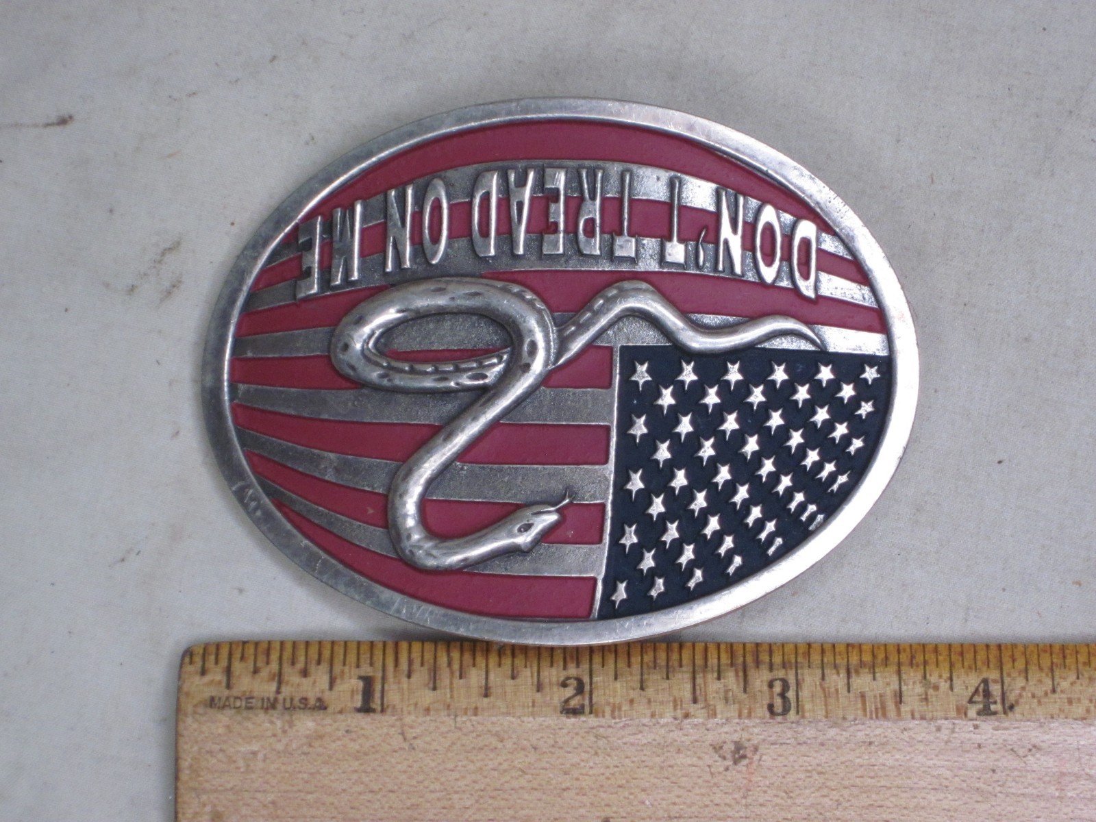 DON&rsquo;T TREAD ON ME Belt Buckle American Flag Snake detail USA United States James