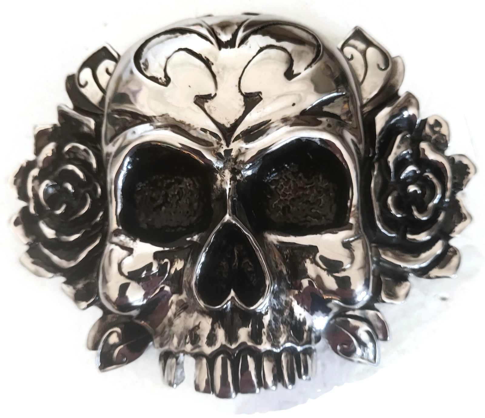 AB STEEL by AL BERES BUCKLES ONLY! #ST120 1 PIECE LARGE 1.5&Prime; TRIBAL SKULL BUCKLE