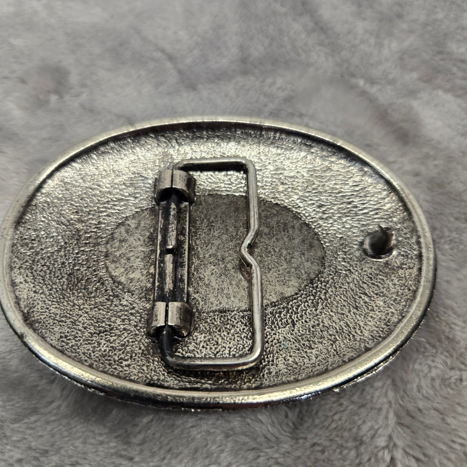 Cove State Bank CSB Belt Buckle Silver Tone Floral Western Scroll Oval Vintage