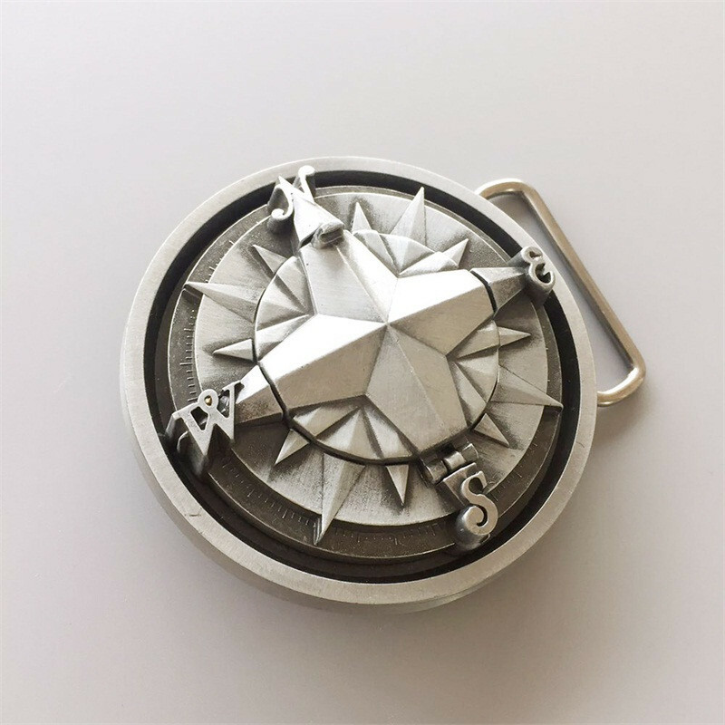Antique Silver Plated Compass Belt Buckle also Stock in the US
