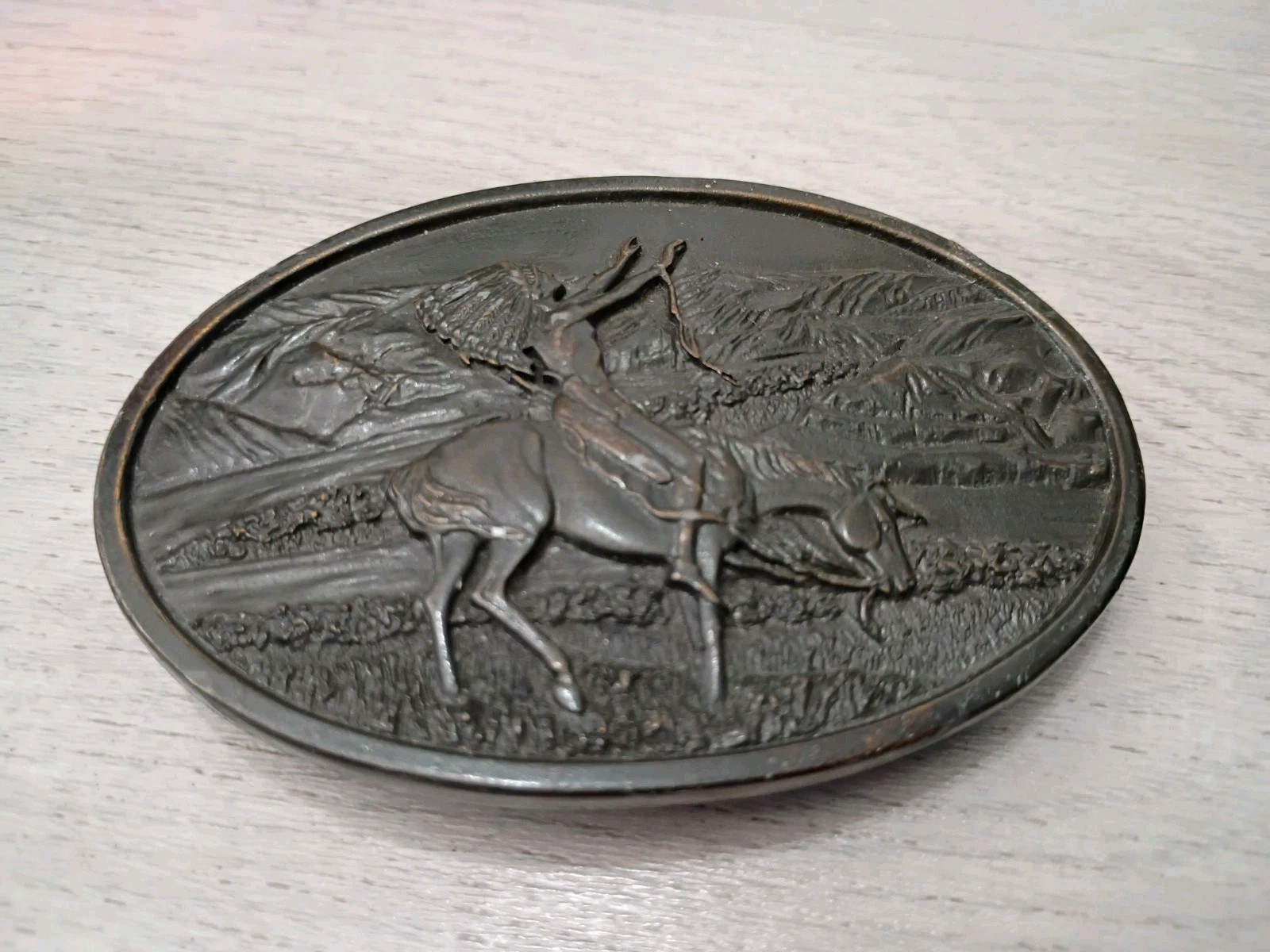 Bergamot Brass Works & Siskiyou Leather 1977 Native American P-60 Belt Buckle