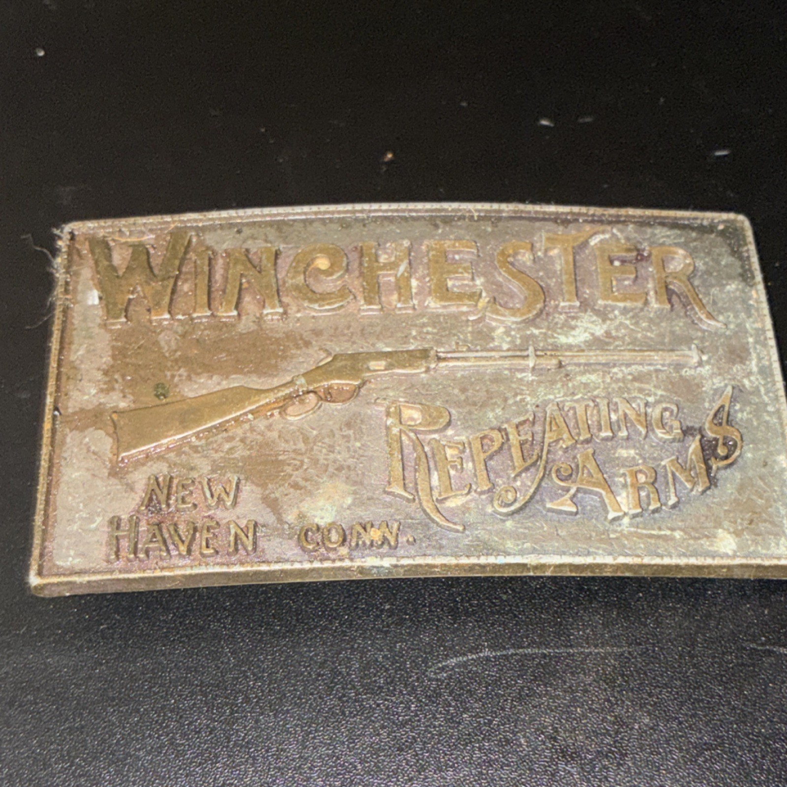 Winchester Men’s Western Metal Belt Buckle Logo Antique Finish 1.5&Prime;