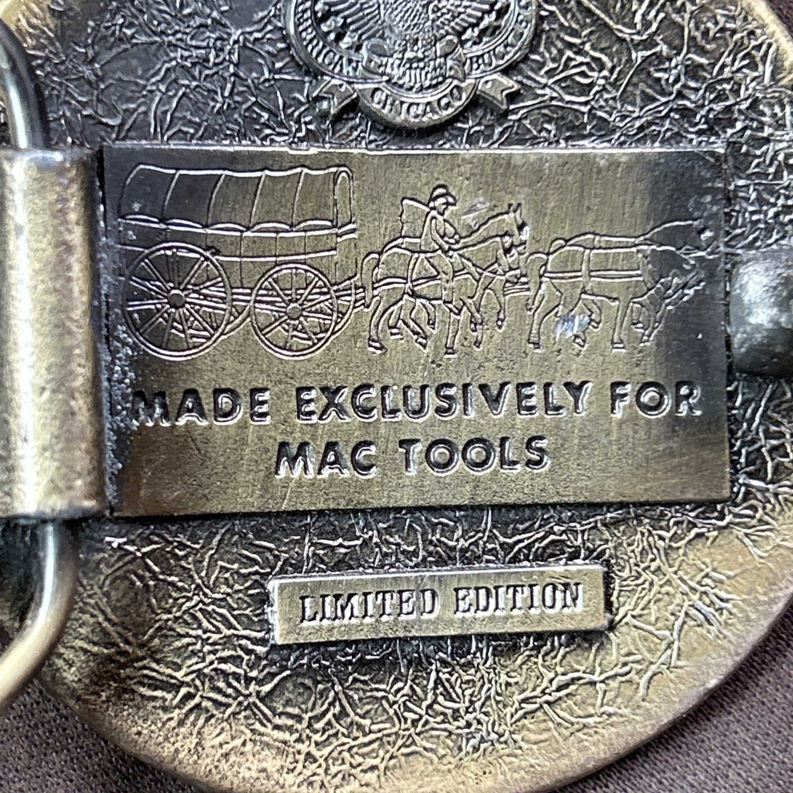 Vintage Mac Tools Belt Buckle. Limited Edition Round Metal With Stars. RARE—