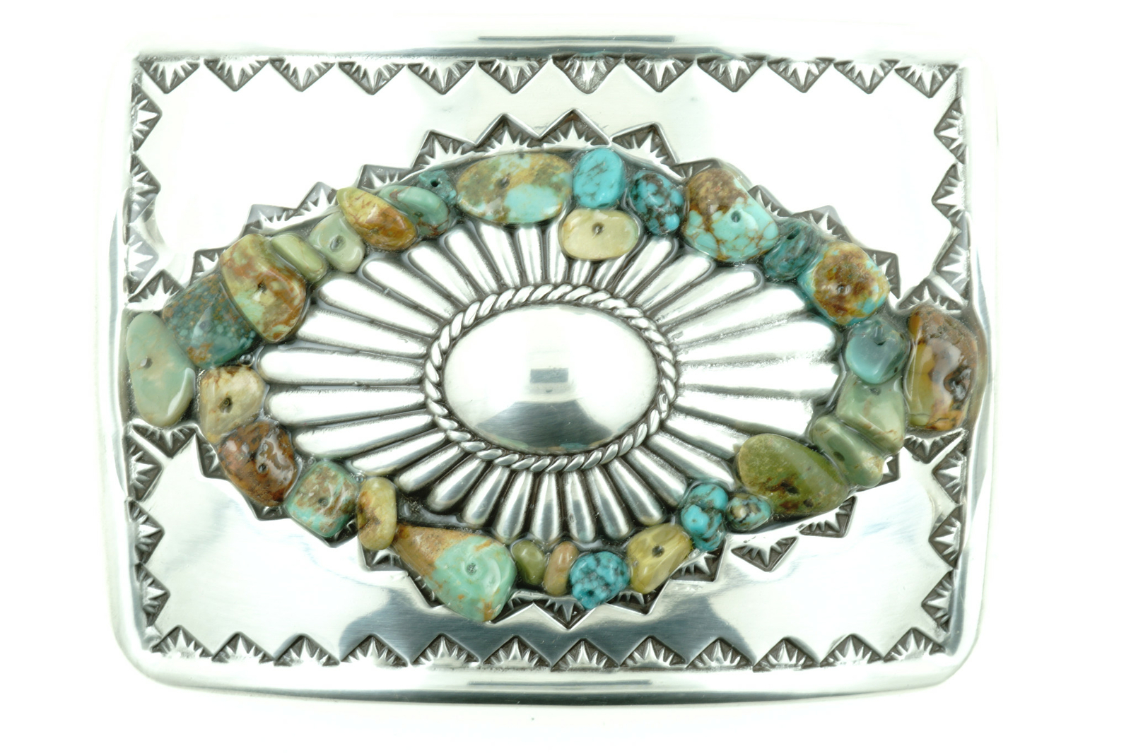Mesa Southwestern Real Turquoise Stones Belt Buckle