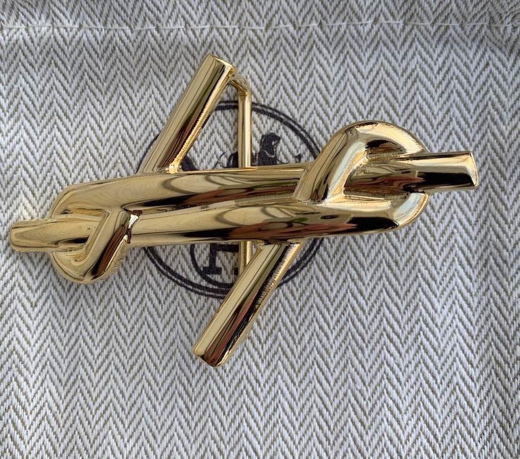 38mm Hermès H Noué belt buckle in gold-plated metal Sailor Knot New Hermes Auc
