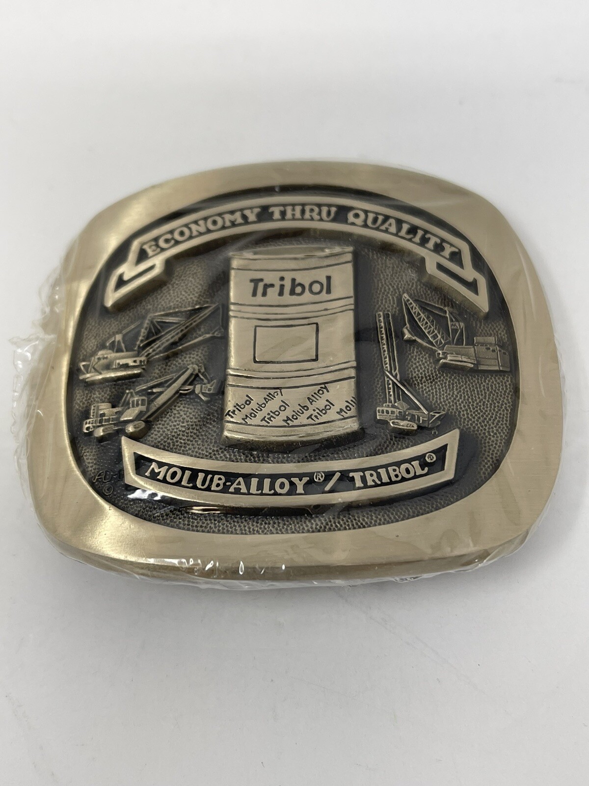 Tribol Belt Buckle Brass Molub Alloy Tribol “Economy Thru Quality” Vintage