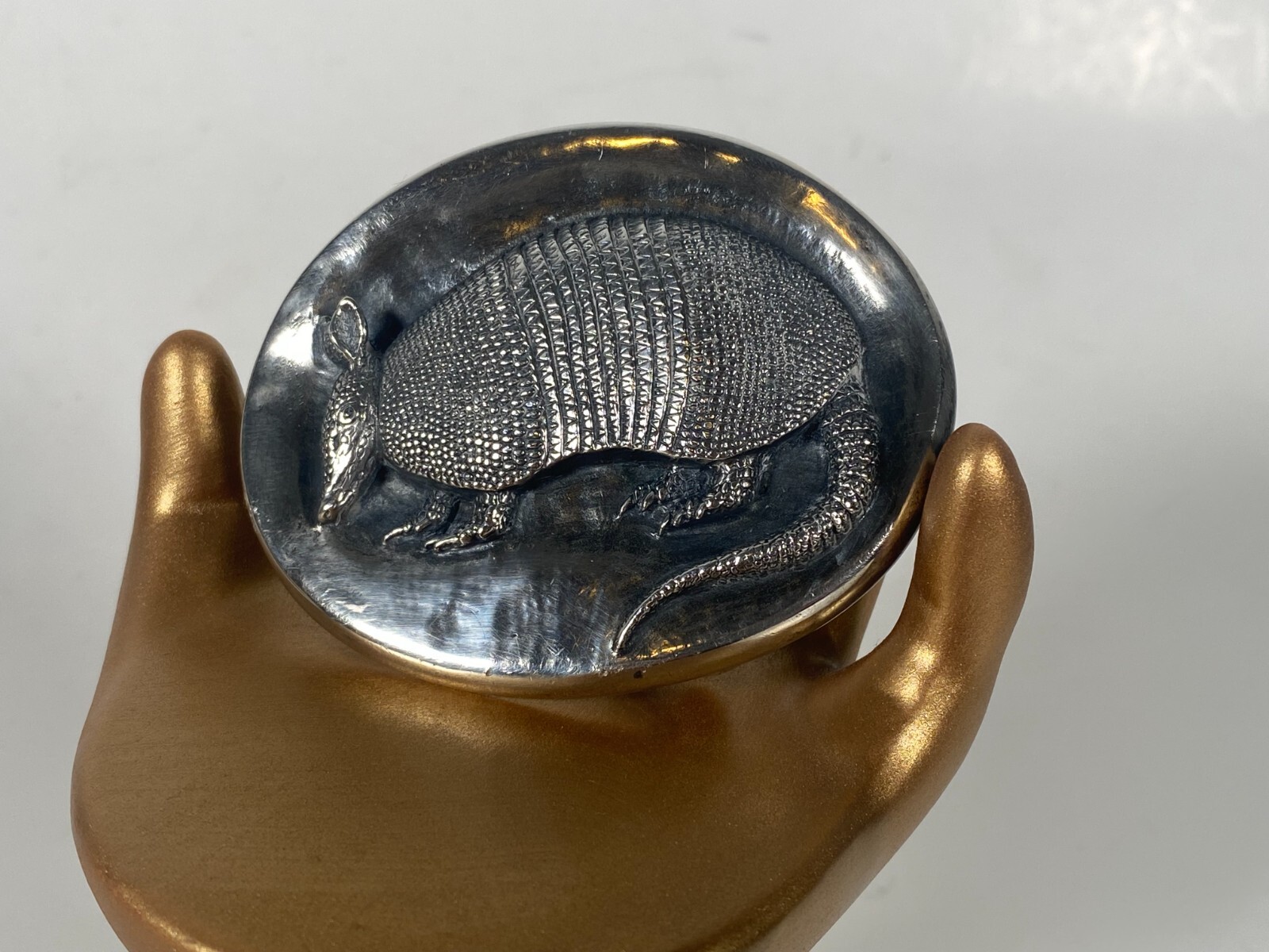 Vtg James Avery 9 Banded Armadillo Sterling Silver Belt Buckle Retired AMAZING