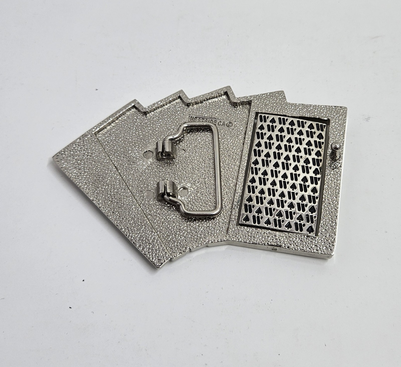 Casino playing cards silver belt buckle Royal Flush Poker belt buckle Ace Spins