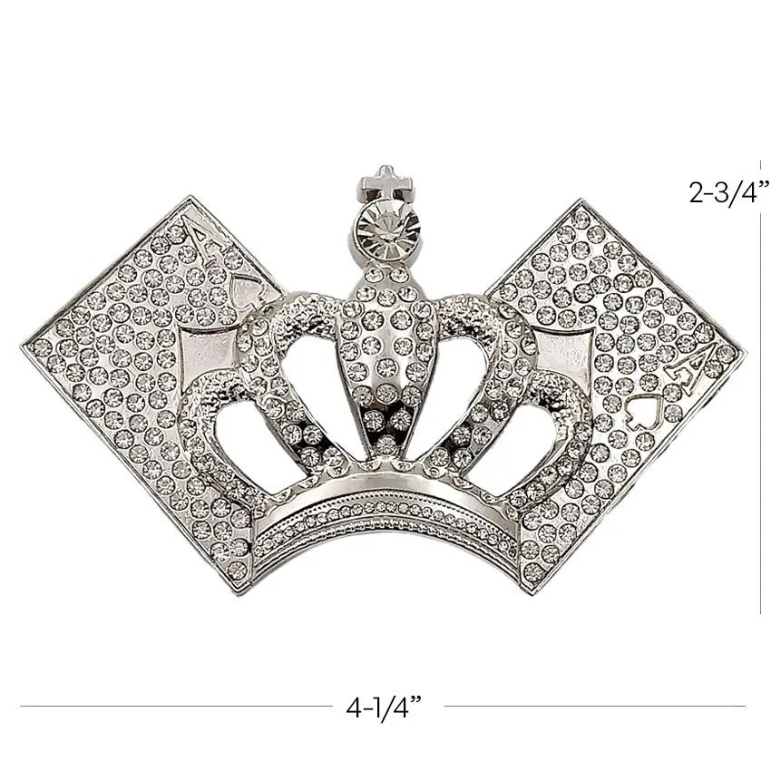Men Silver Metal Belt Buckle Street Fashion Bling Crown Ace Cards High Roller