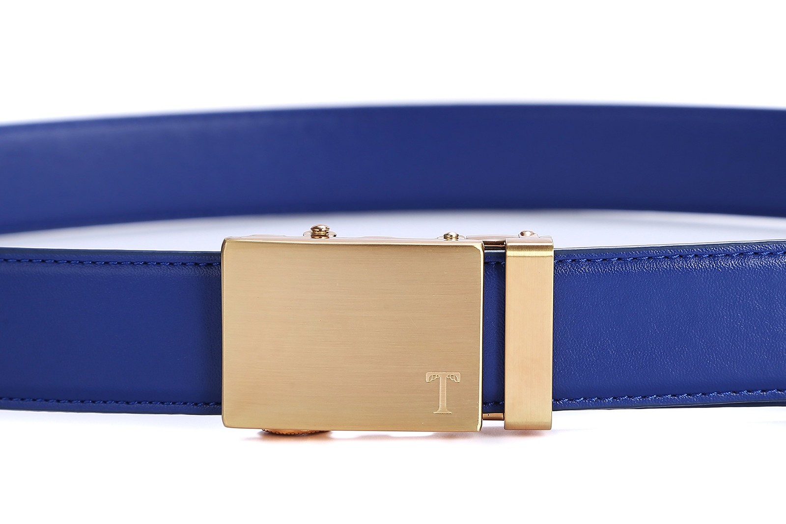 Tonywell Men&rsquo;s Leather One Size:32&Prime;-45&Prime;Waist, Blue Leather&gold Metal Buckle