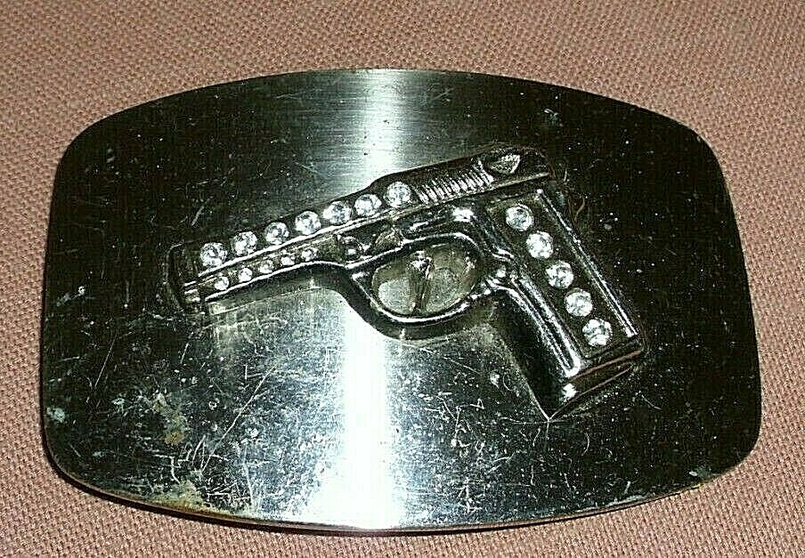 Vintage Hand Gun Pistol Buckle Western Biker Cowboy Gangster Rock Magnum Bling