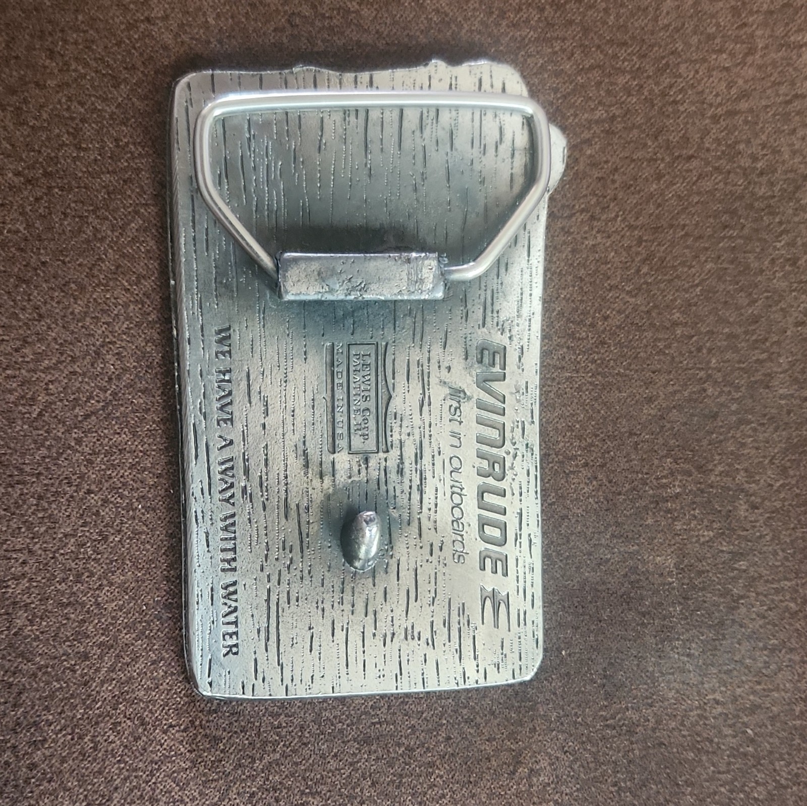 Evinrude Men’s Interchangeable Metal Belt Buckle Fishing Logo Silver 1.5in
