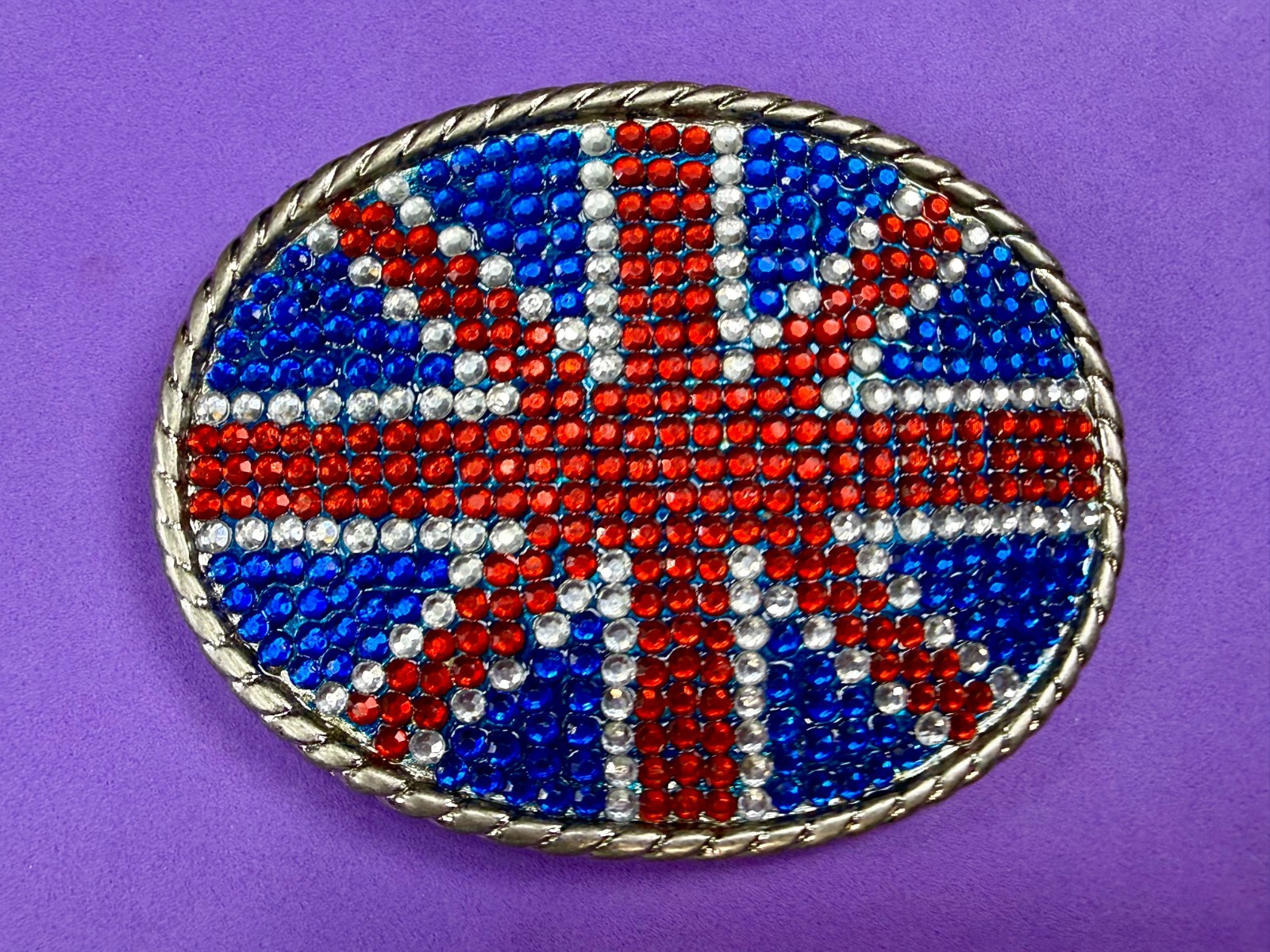 British Union Jack England British Flag Red Blue White Rhinestone Belt Buckle