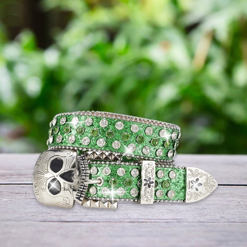 Skull Buckle Belt Hiphop Rockers Belt Eye Catching Western Waistbelt for Adults